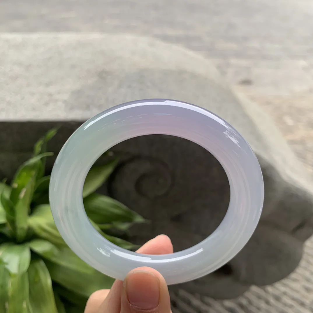 圈口54.3-12 【冰种春彩圆条手镯】圆条54 55可戴