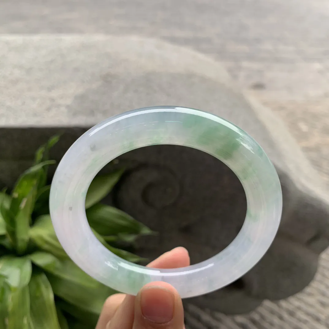 圈口57.7-11.2 【冰飘绿圆条手镯】圆条57 58可戴