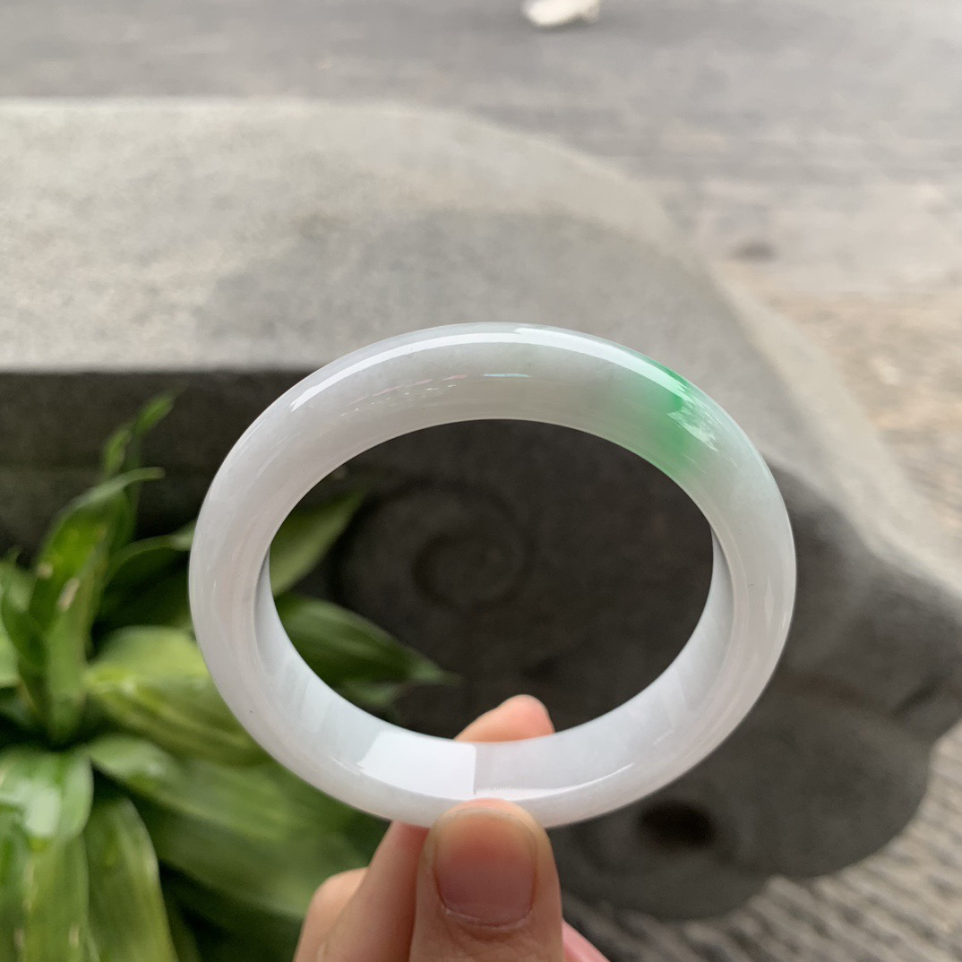 圈口54.7-12.6-8.5 【飘阳绿正圈手镯】正圈54 55可戴