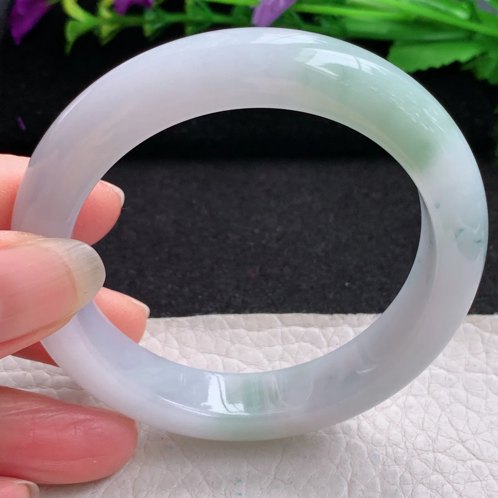 p实拍54.3*12*9平安镯 缅甸翡翠精美清新厚装宽边玉手镯 玉手环