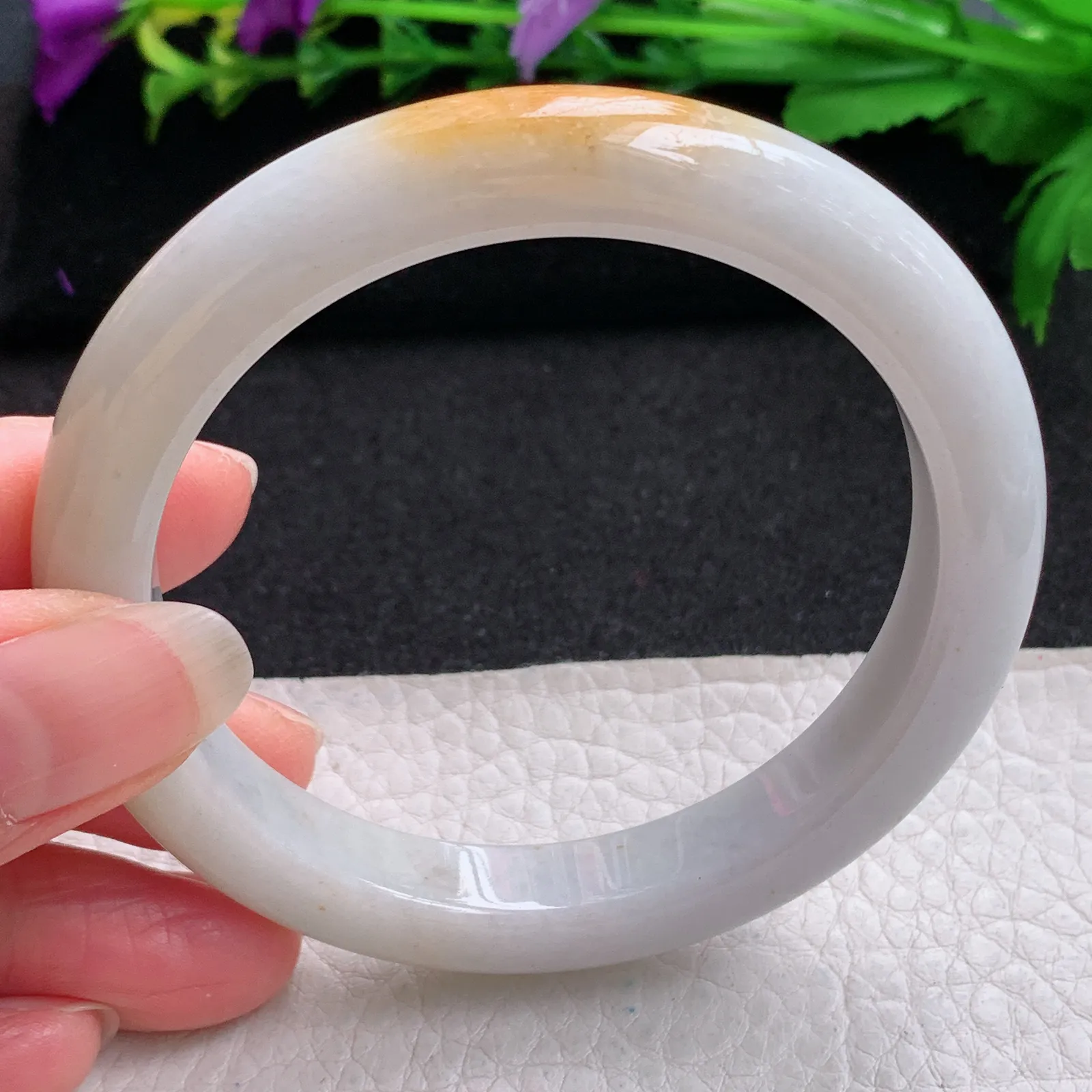 nr实拍58*10.2*9平安镯 缅甸翡翠精美双采宽边玉手镯 玉手环