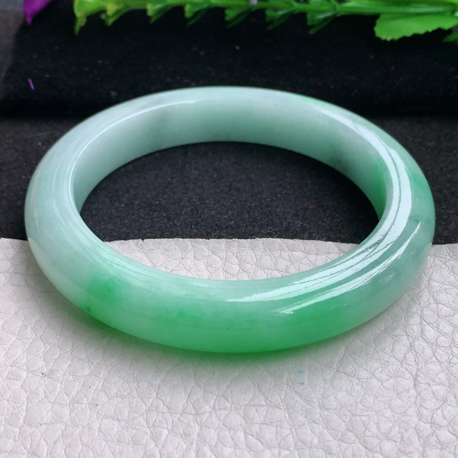 nr实拍59.5*11*9.6平安镯 缅甸翡翠精美阳绿厚装宽边玉手镯 玉手环