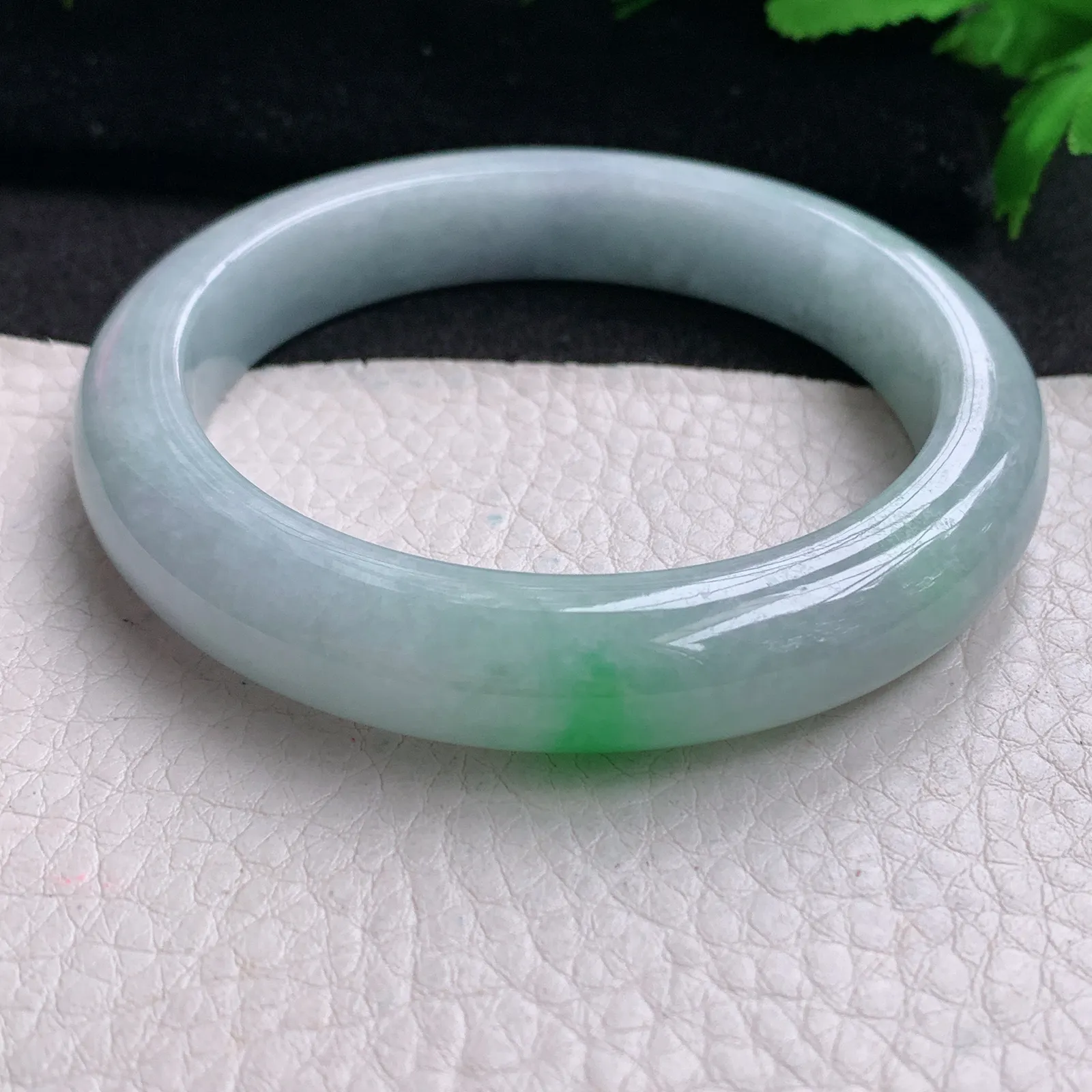 nr实拍57.6*11.8*8.8平安镯 缅甸翡翠精美飘绿厚装宽边玉手镯 玉手环