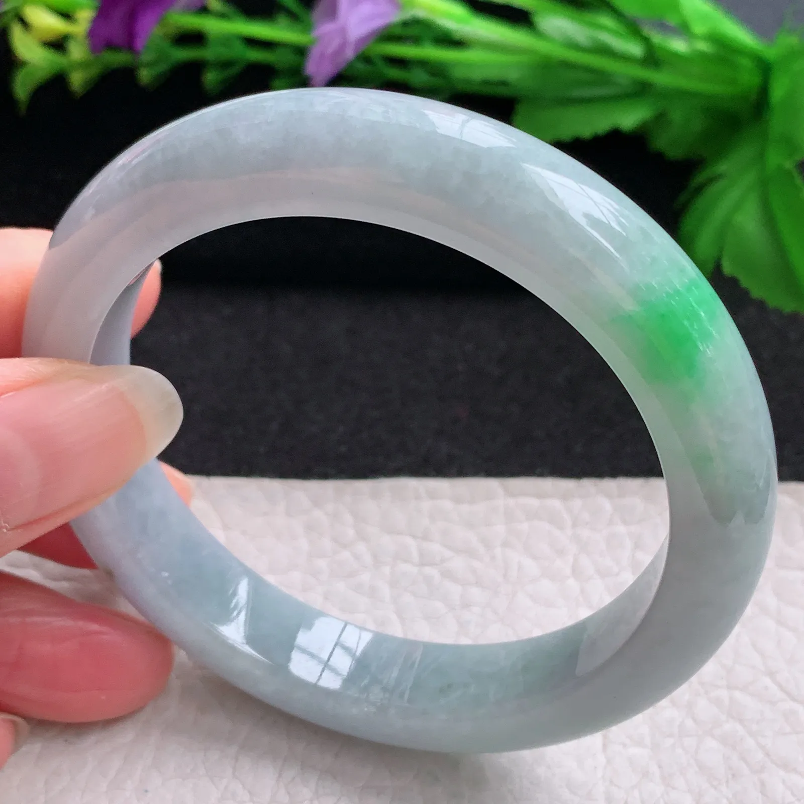 nr实拍57.6*11.8*8.8平安镯 缅甸翡翠精美飘绿厚装宽边玉手镯 玉手环