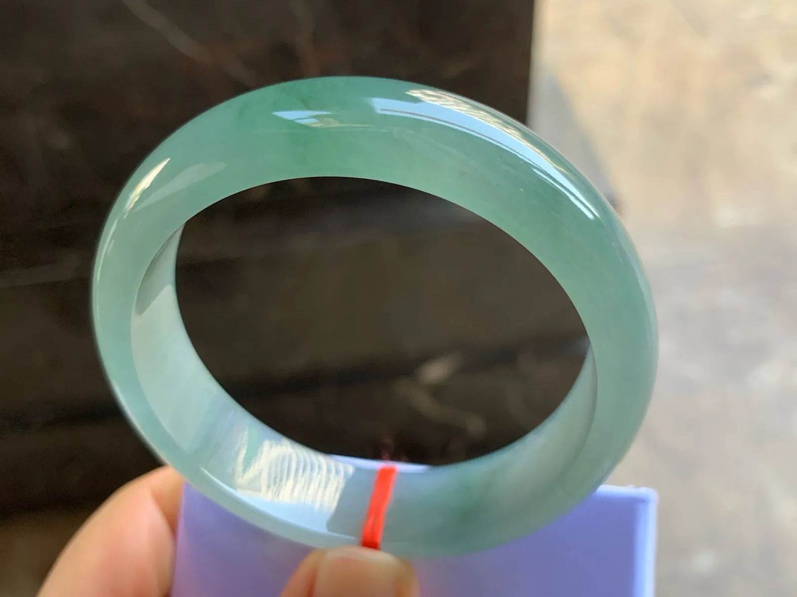 58.5-15.7-7.8mm冰种带底色宽版手镯 冰透莹润 宽版大气