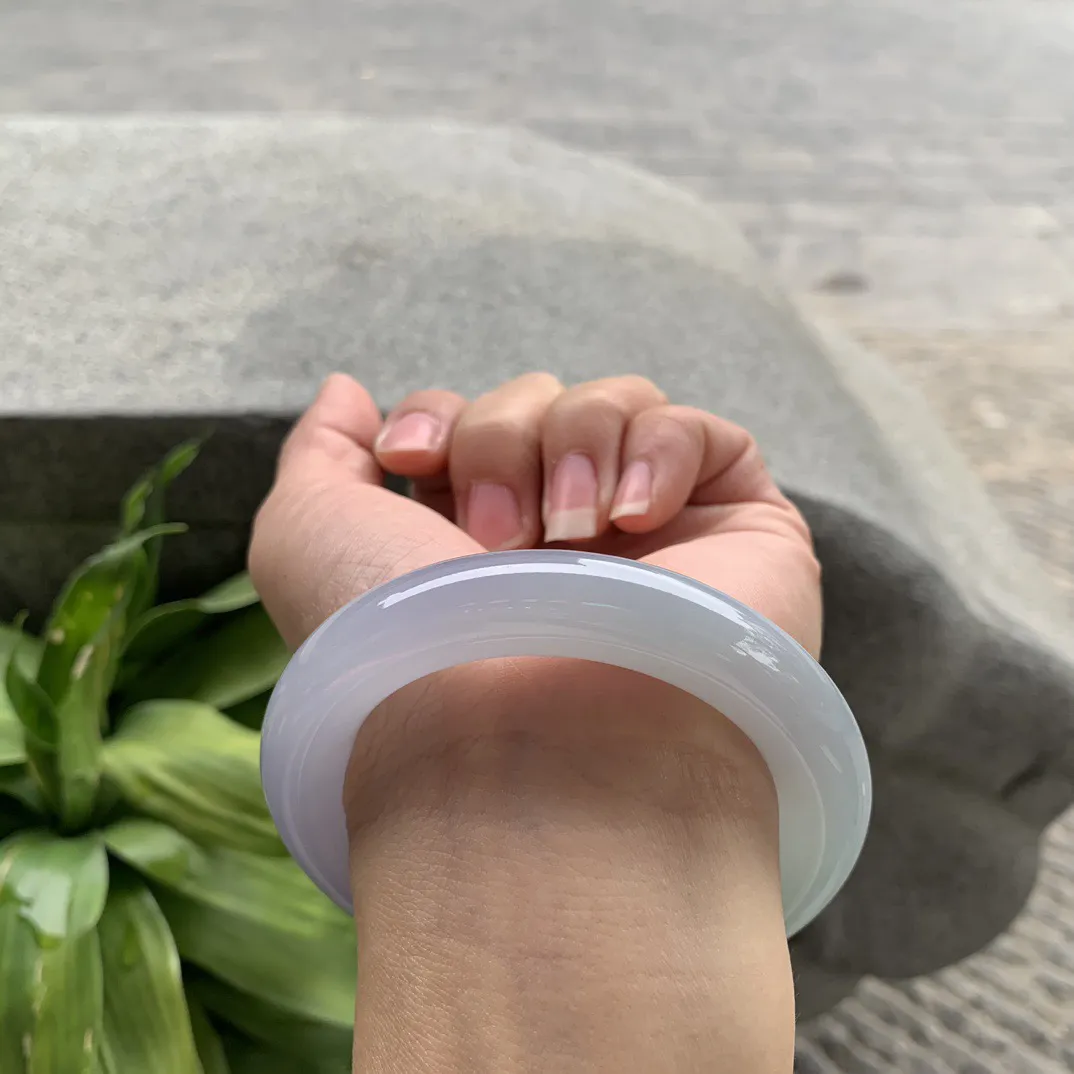 圈口54.3-12 【冰种春彩圆条手镯】圆条54 55可戴