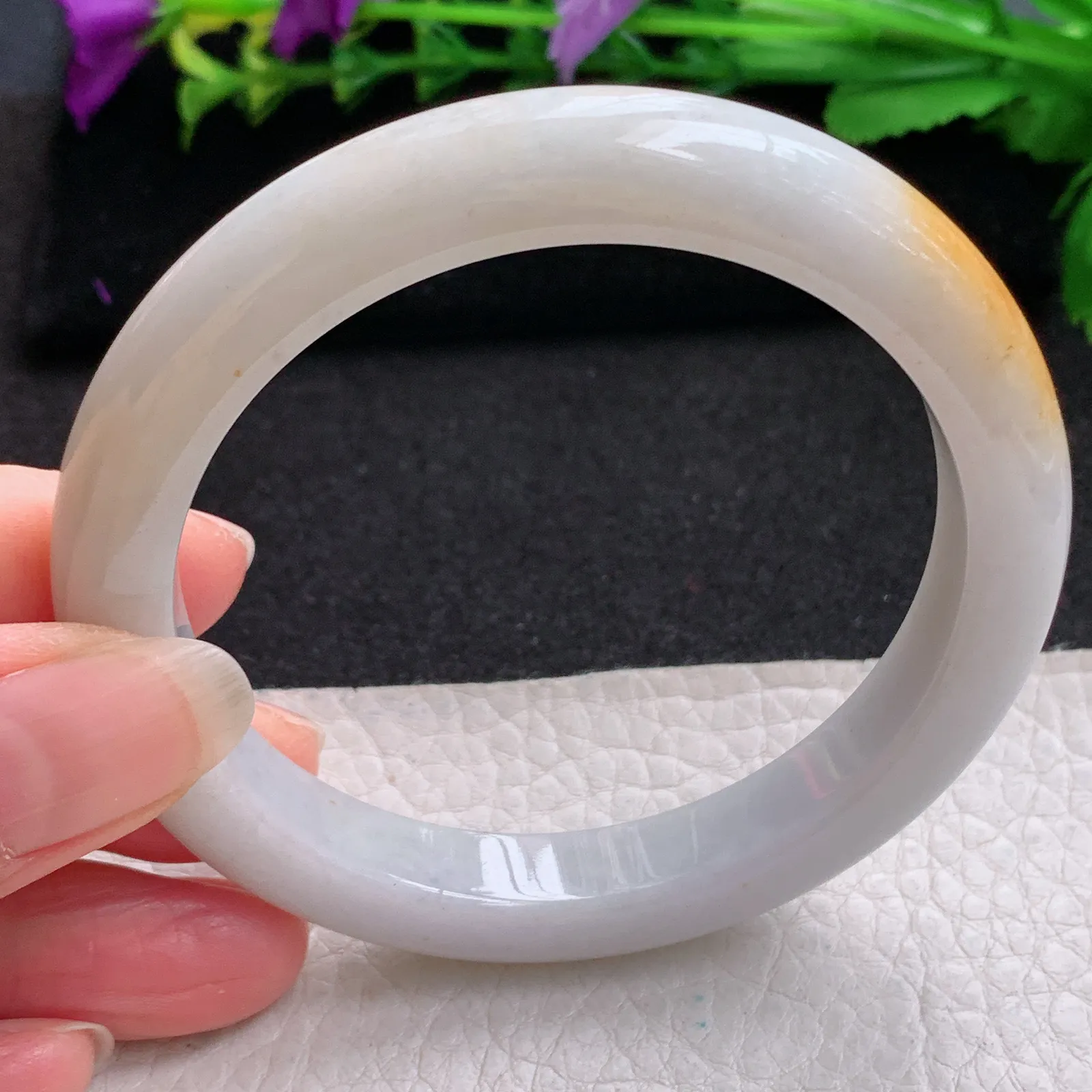 nr实拍58*10.2*9平安镯 缅甸翡翠精美双采宽边玉手镯 玉手环