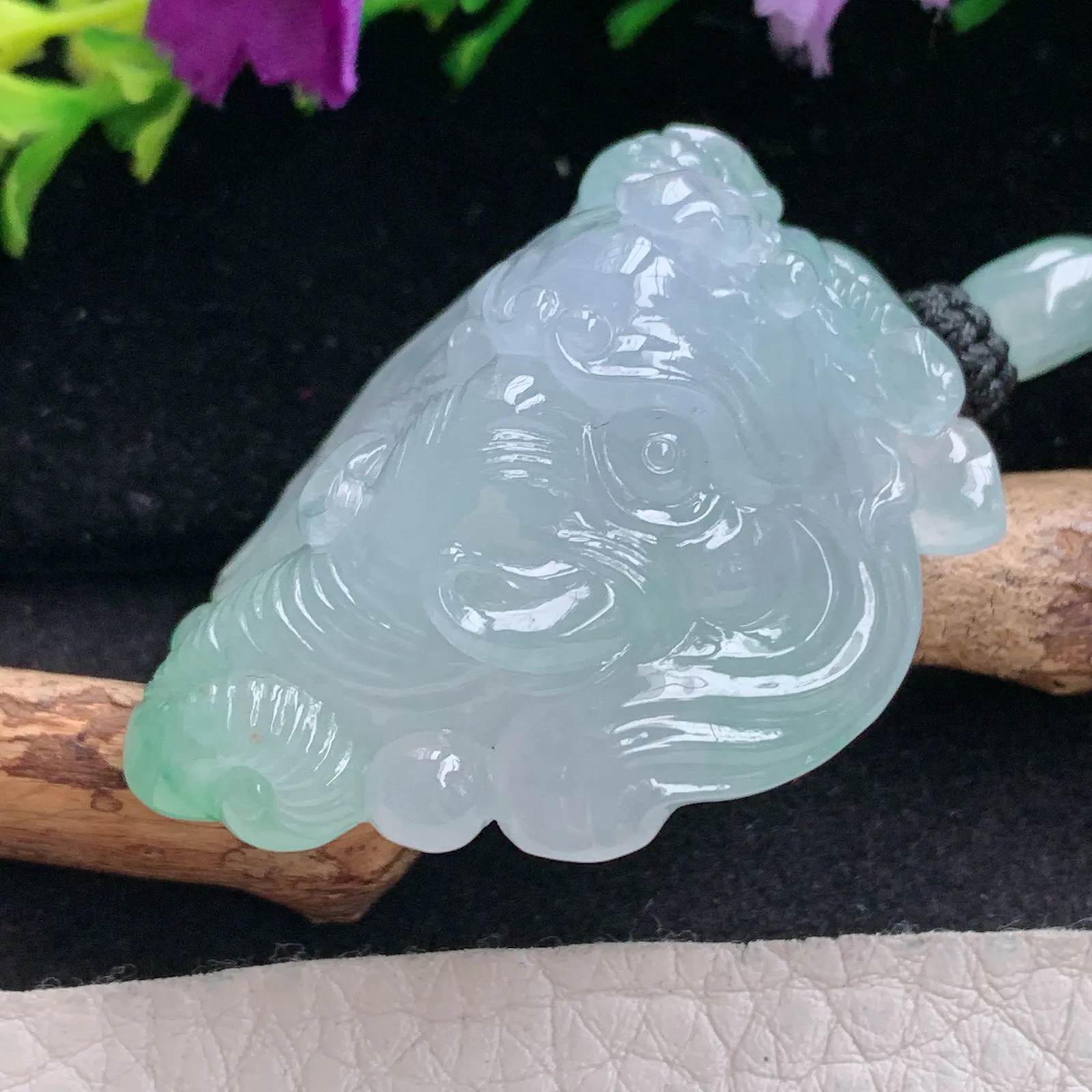 yl实拍45*34*21.8缅甸翡翠精雕冰胶封候拜相 官运亨通玉吊坠 玉挂坠