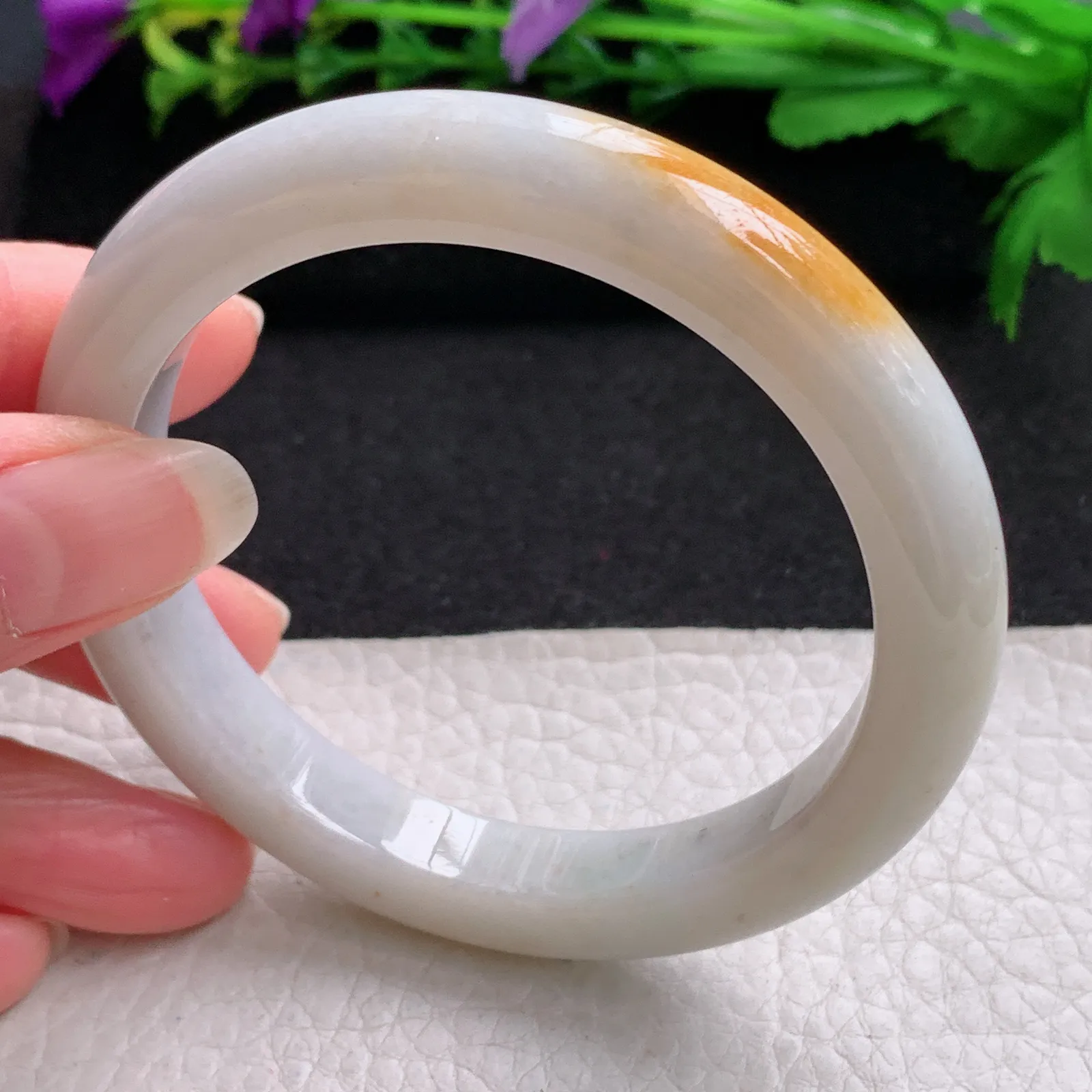 nr实拍58*10.2*9平安镯 缅甸翡翠精美双采宽边玉手镯 玉手环