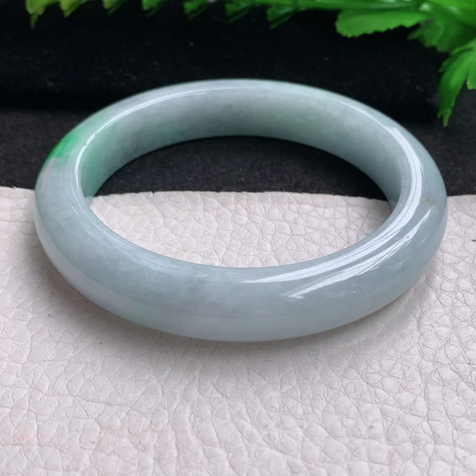 nr实拍57.6*11.8*8.8平安镯 缅甸翡翠精美飘绿厚装宽边玉手镯 玉手环