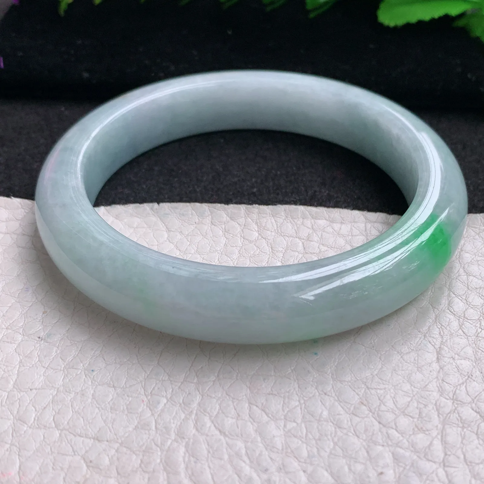 nr实拍57.6*11.8*8.8平安镯 缅甸翡翠精美飘绿厚装宽边玉手镯 玉手环