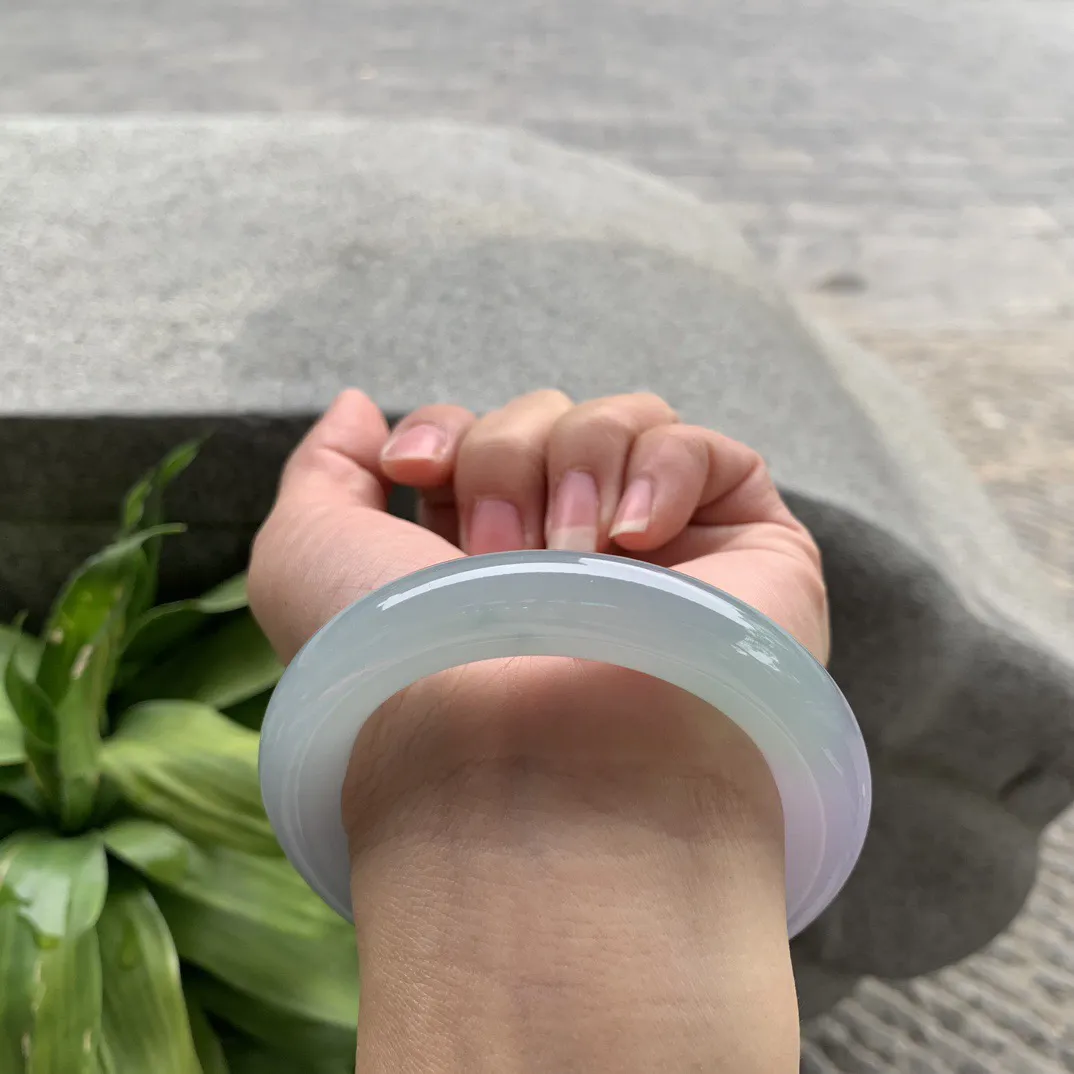 圈口54.3-12 【冰种春彩圆条手镯】圆条54 55可戴