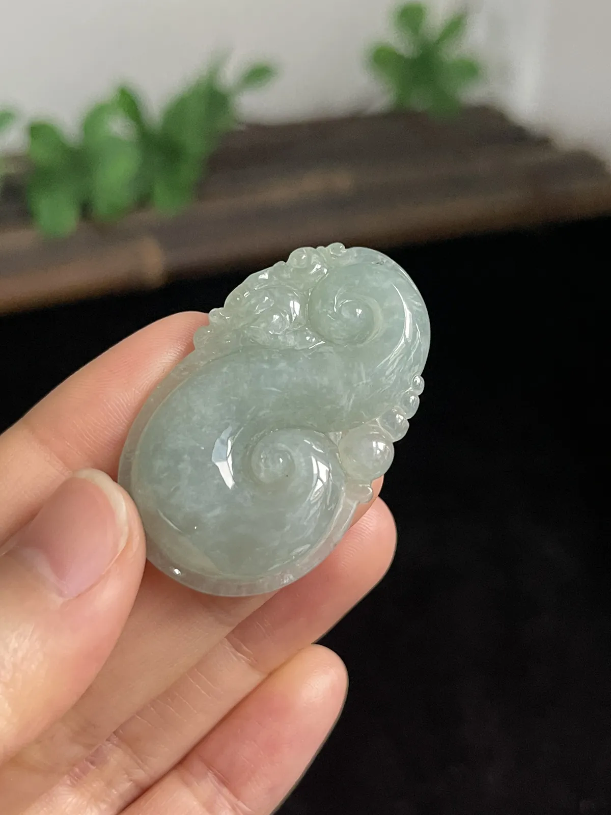 翡翠糯化种淡绿色如意