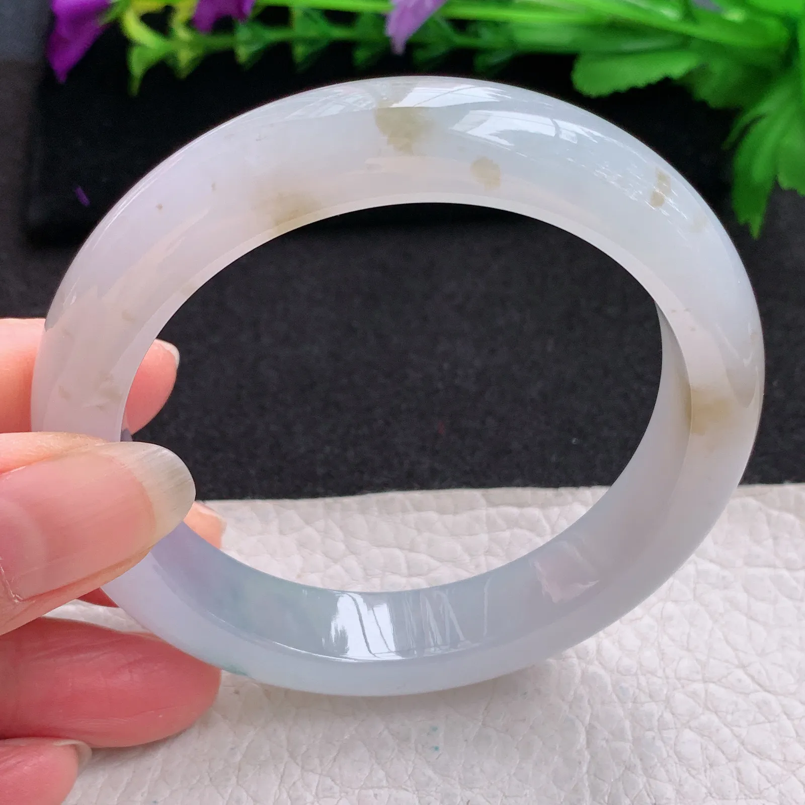 p实拍58.5*12.8*9.2平安镯 缅甸翡翠精美冰飘花厚装宽边玉手镯 玉手环