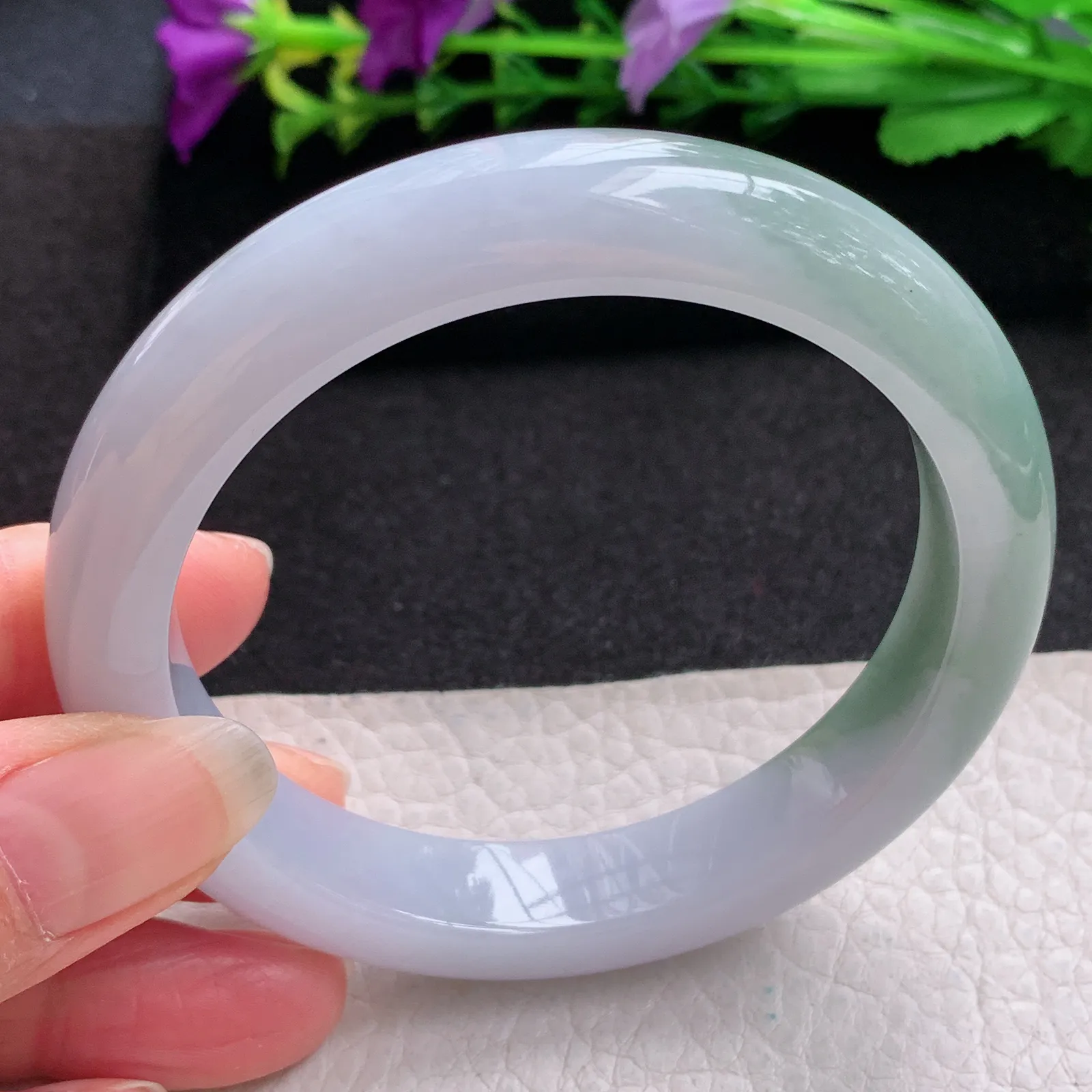 z大圈口60*12*9.2平安镯 缅甸翡翠精美双彩厚装宽边玉手镯  玉手环