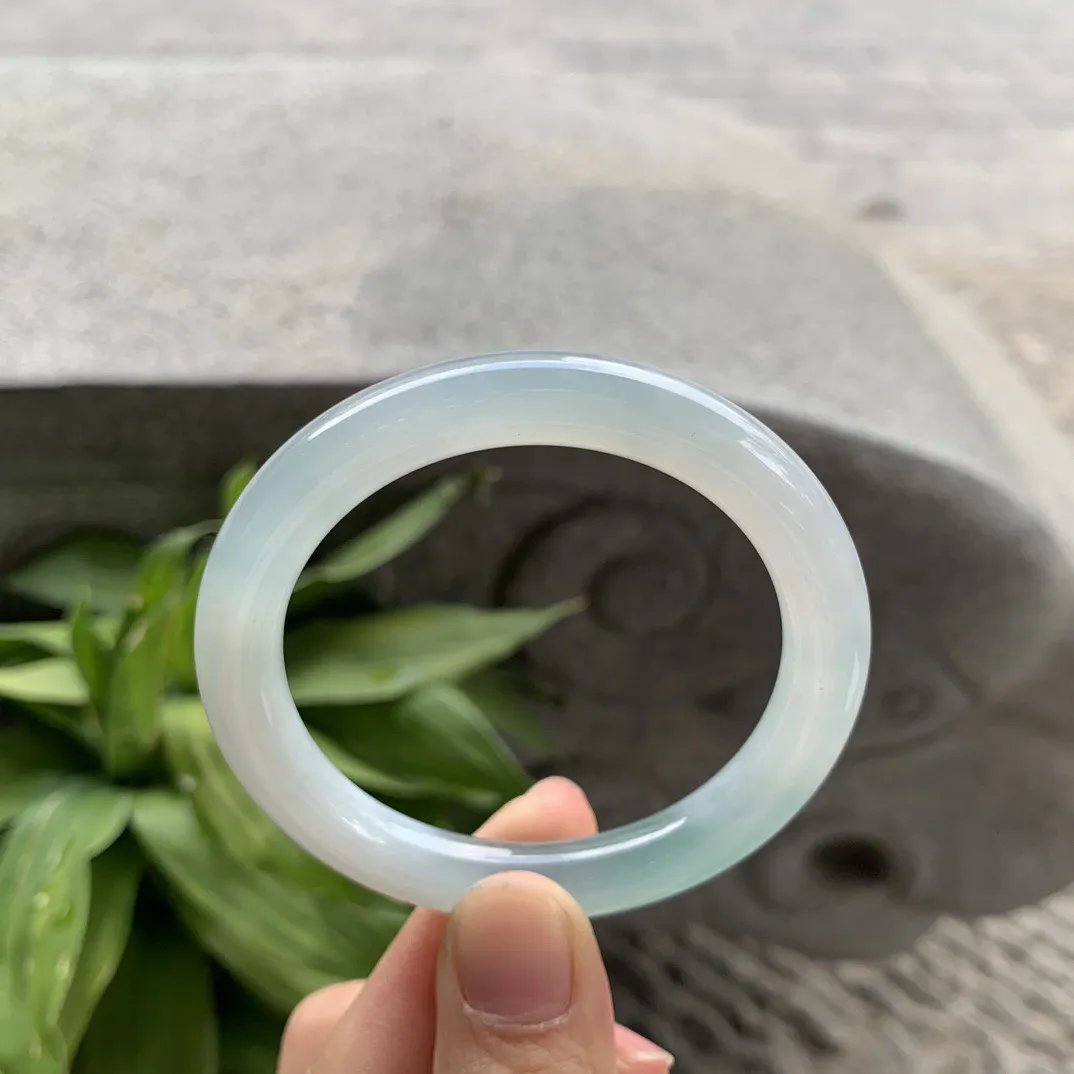 小圈口 51-8.5【冰晴蓝圆条手镯】圆条51 52可戴