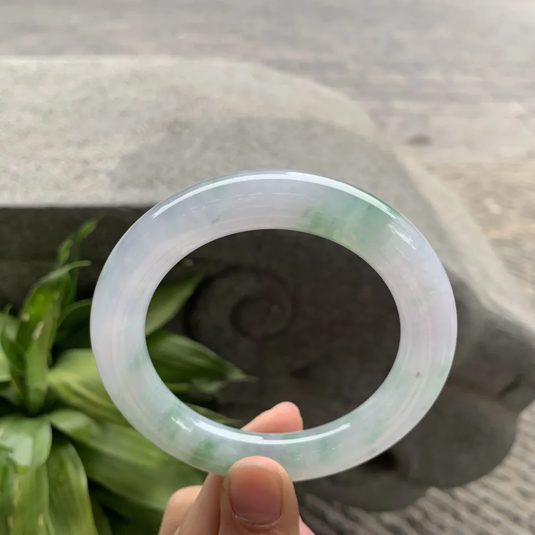 圈口57.7-11.2 【冰飘绿圆条手镯】圆条57 58可戴