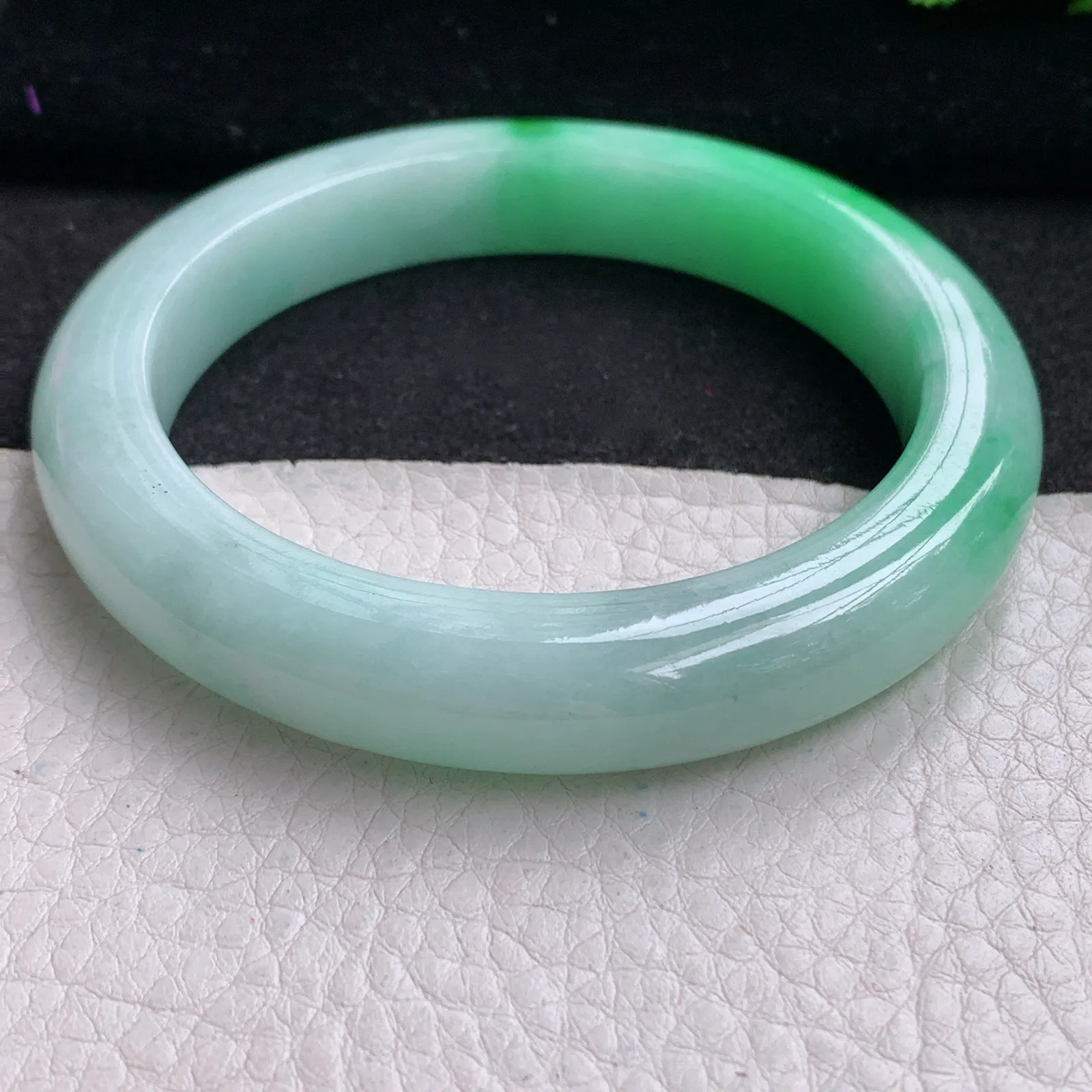 nr实拍59.5*11*9.6平安镯 缅甸翡翠精美阳绿厚装宽边玉手镯 玉手环