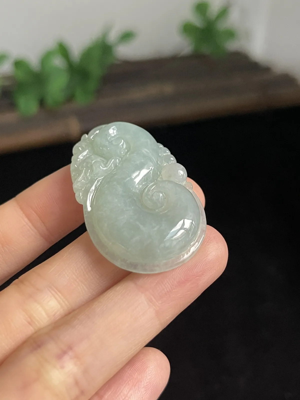 翡翠糯化种淡绿色如意