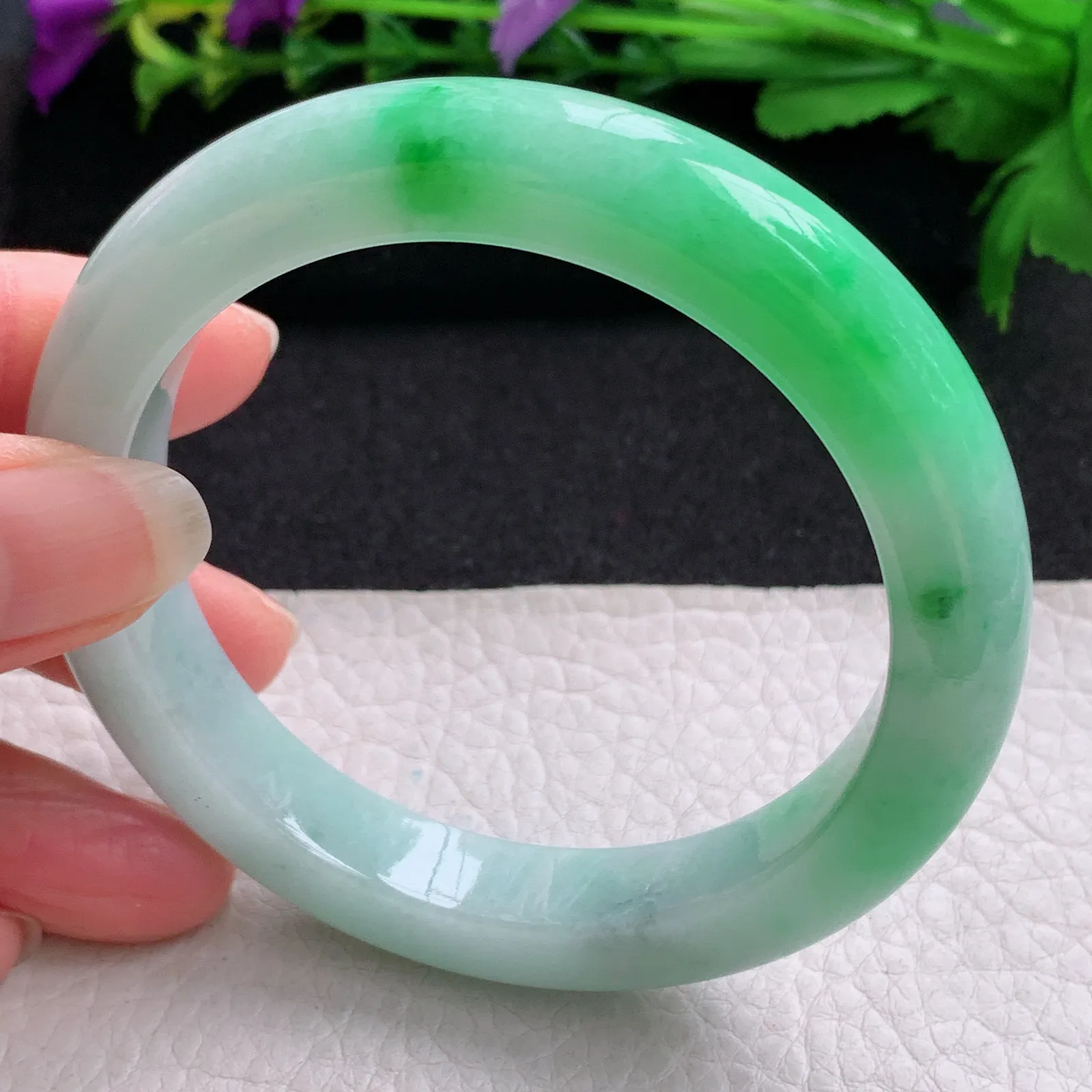 nr实拍59.5*11*9.6平安镯 缅甸翡翠精美阳绿厚装宽边玉手镯 玉手环