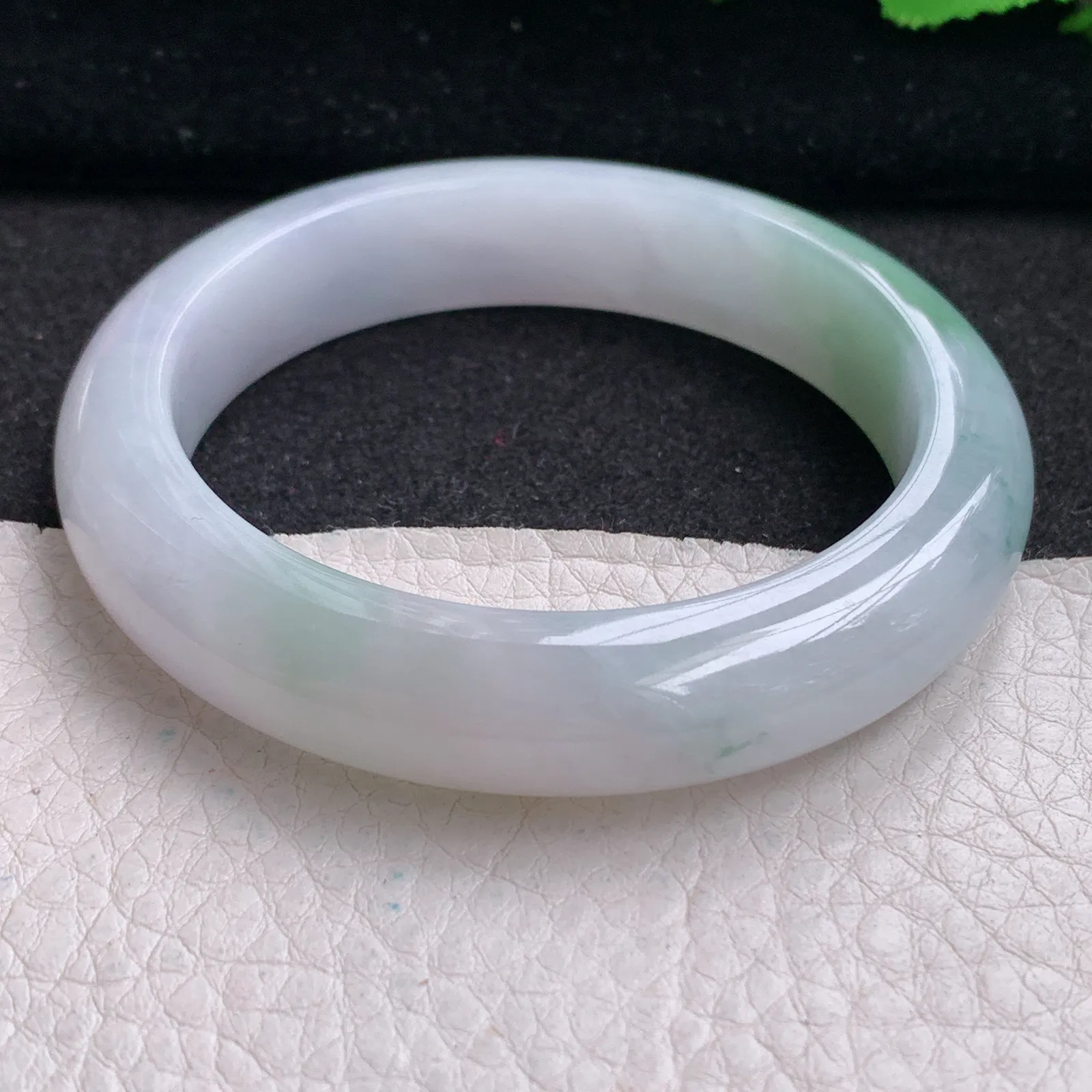 p实拍54.3*12*9平安镯 缅甸翡翠精美清新厚装宽边玉手镯 玉手环