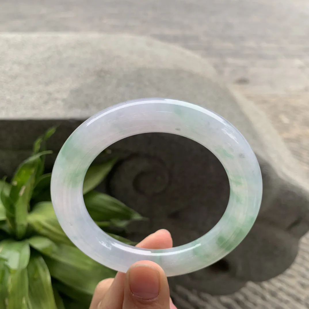 圈口57.7-11.2 【冰飘绿圆条手镯】圆条57 58可戴