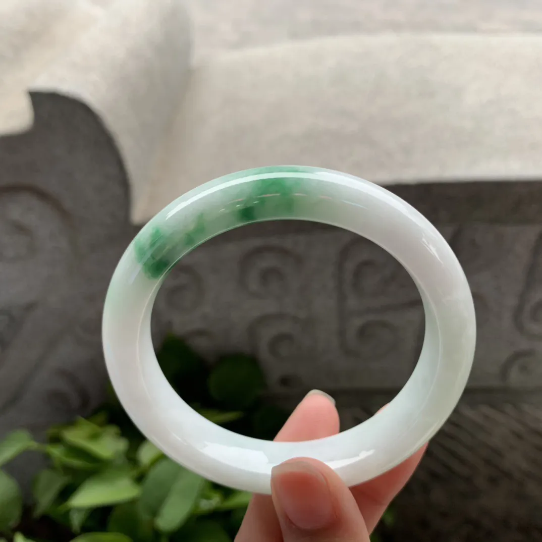 圈口57.5-12.6-9.1 【飘绿正圈手镯】正圈57 58可戴