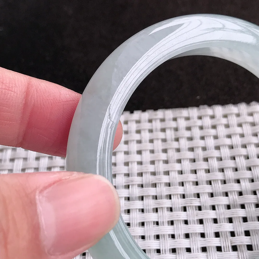 实拍A货翡翠58/11.8/9老坑冰胶果冻水灵飘花手镯宽边翡翠玉镯