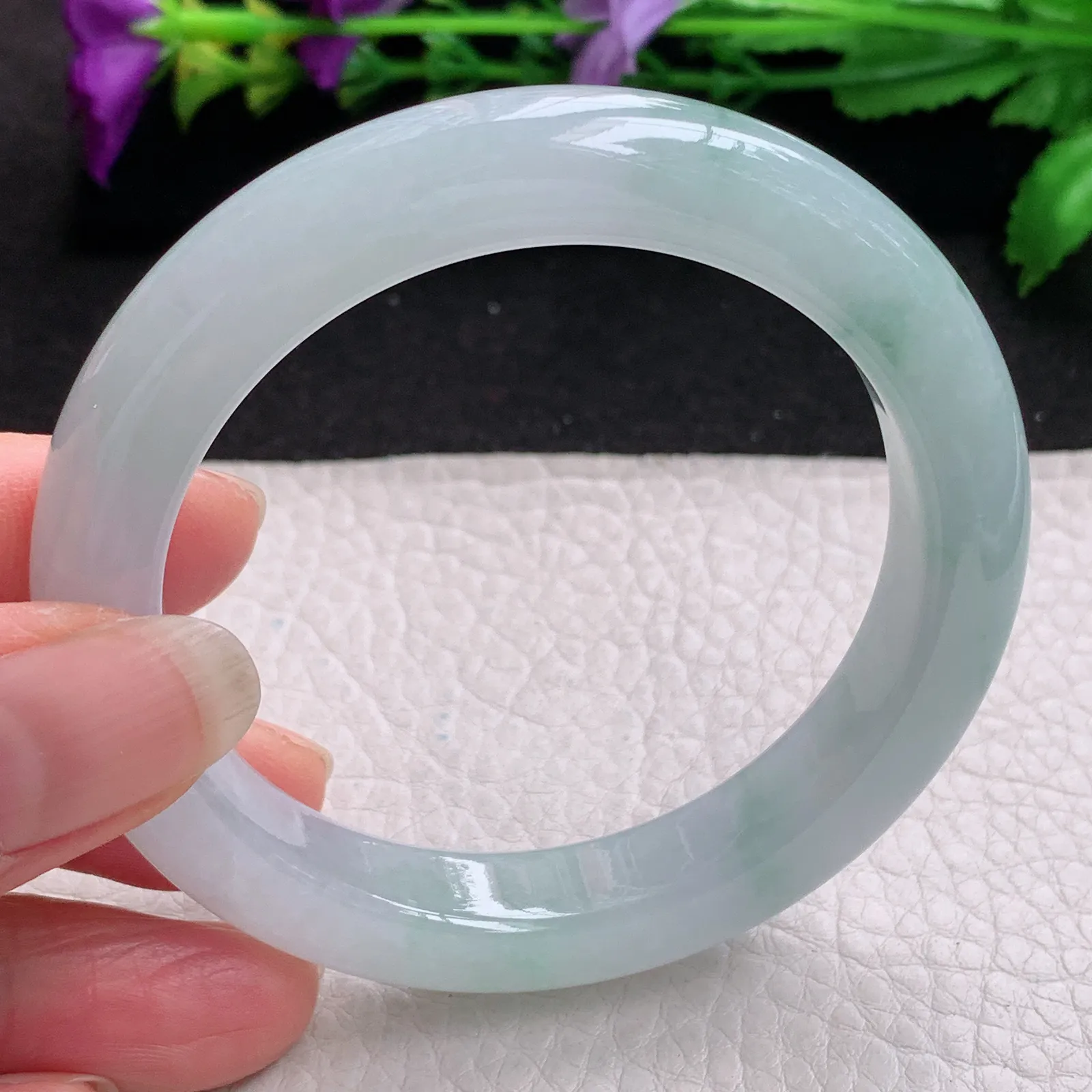 ll实拍54*10.8*9平安镯 缅甸翡翠精美冰飘花厚装宽边玉手镯 玉手环