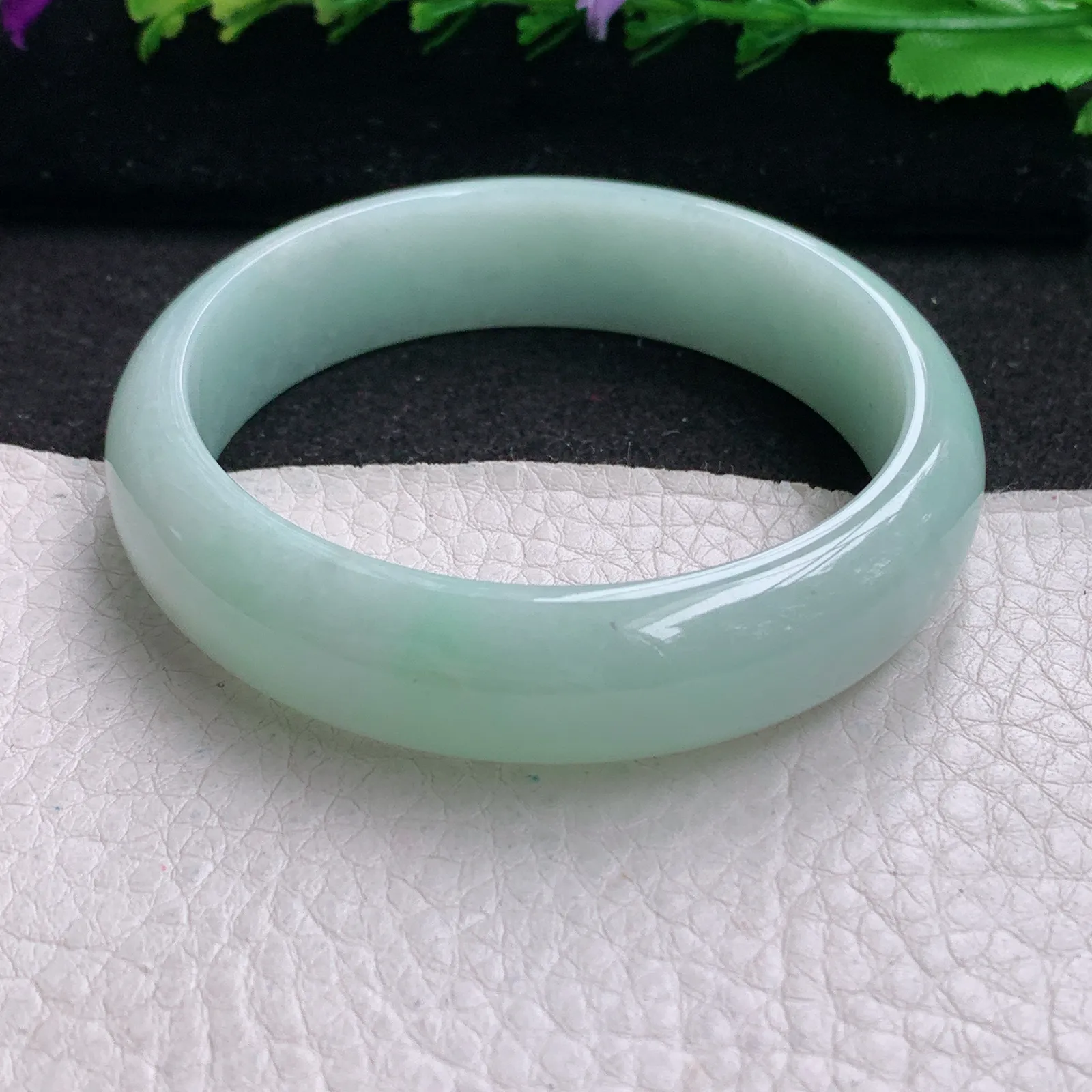 js实拍55.5*14.5*7.5平安镯 缅甸翡翠精美晴美水润宽边玉手镯 玉手环