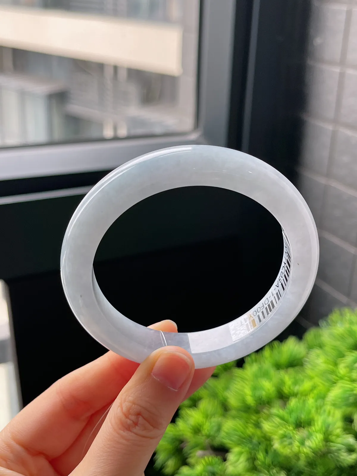 正圈57.8圈口，翡翠冰糯种蓝紫色手镯