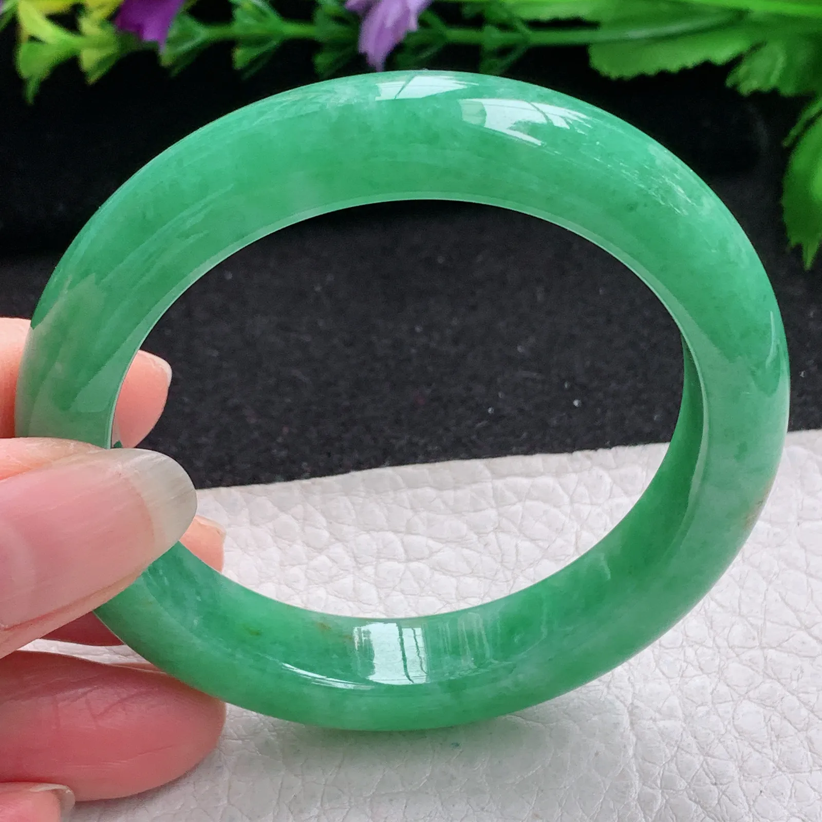 yh小圈口53*11.6*8.8平安镯 缅甸翡翠精美满绿厚装宽边玉手镯 玉手环