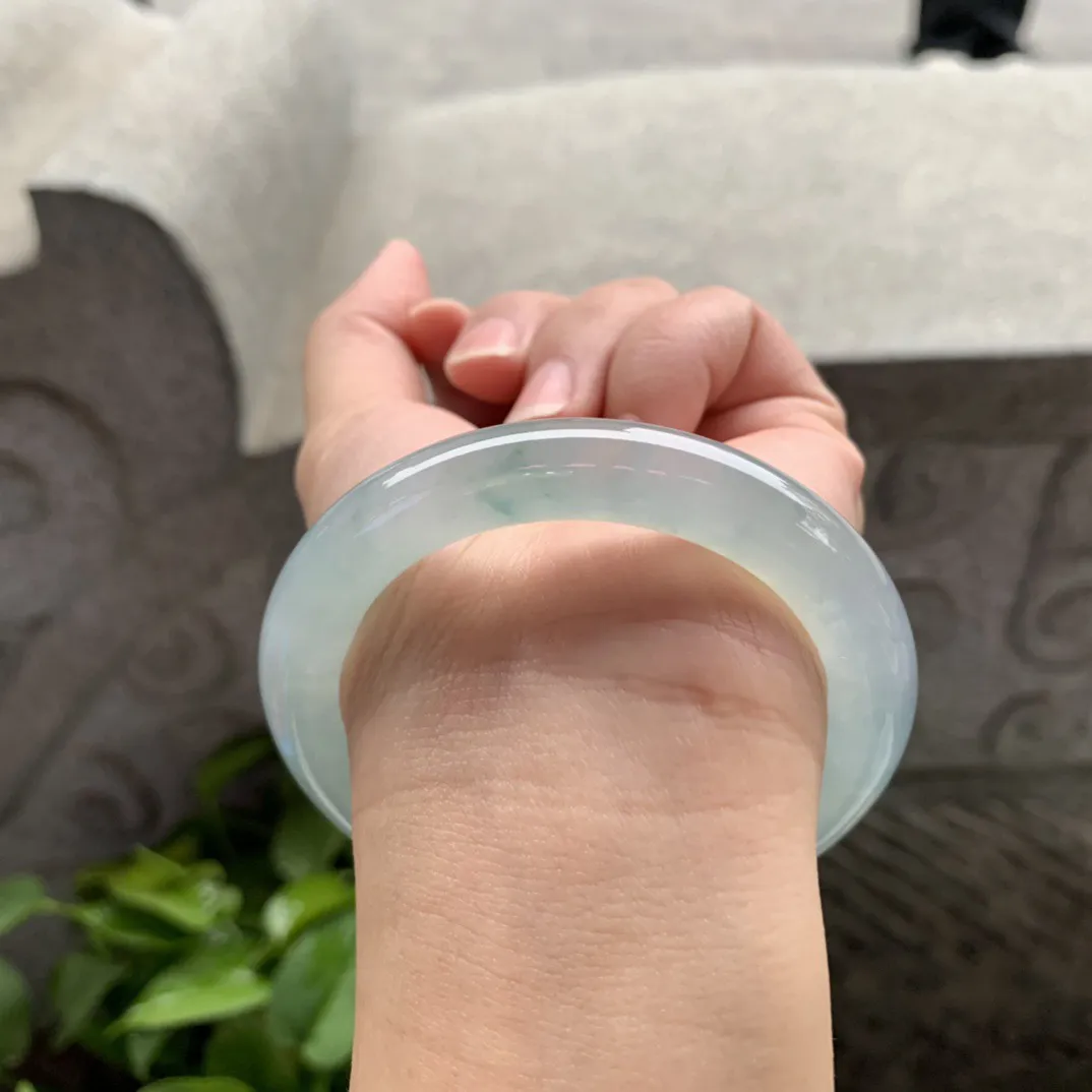 小圈口53.8-10.2 【高冰飘花圆条手镯】圆条53 54可戴