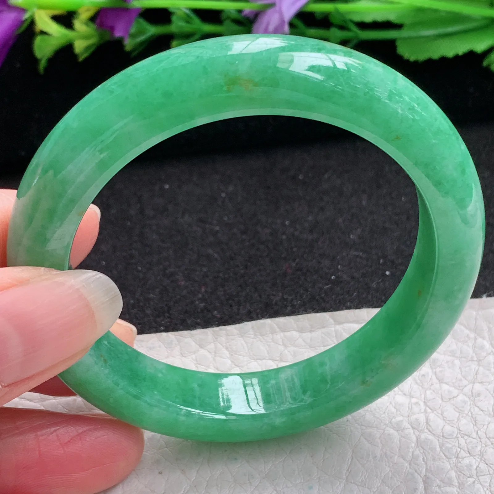 yh小圈口53*11.6*8.8平安镯 缅甸翡翠精美满绿厚装宽边玉手镯 玉手环