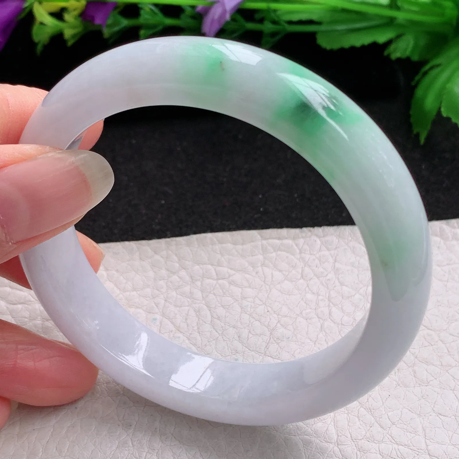 z实拍58.5*12.8*8.8平安镯 缅甸翡翠精飘绿水润宽边玉手镯 玉手环