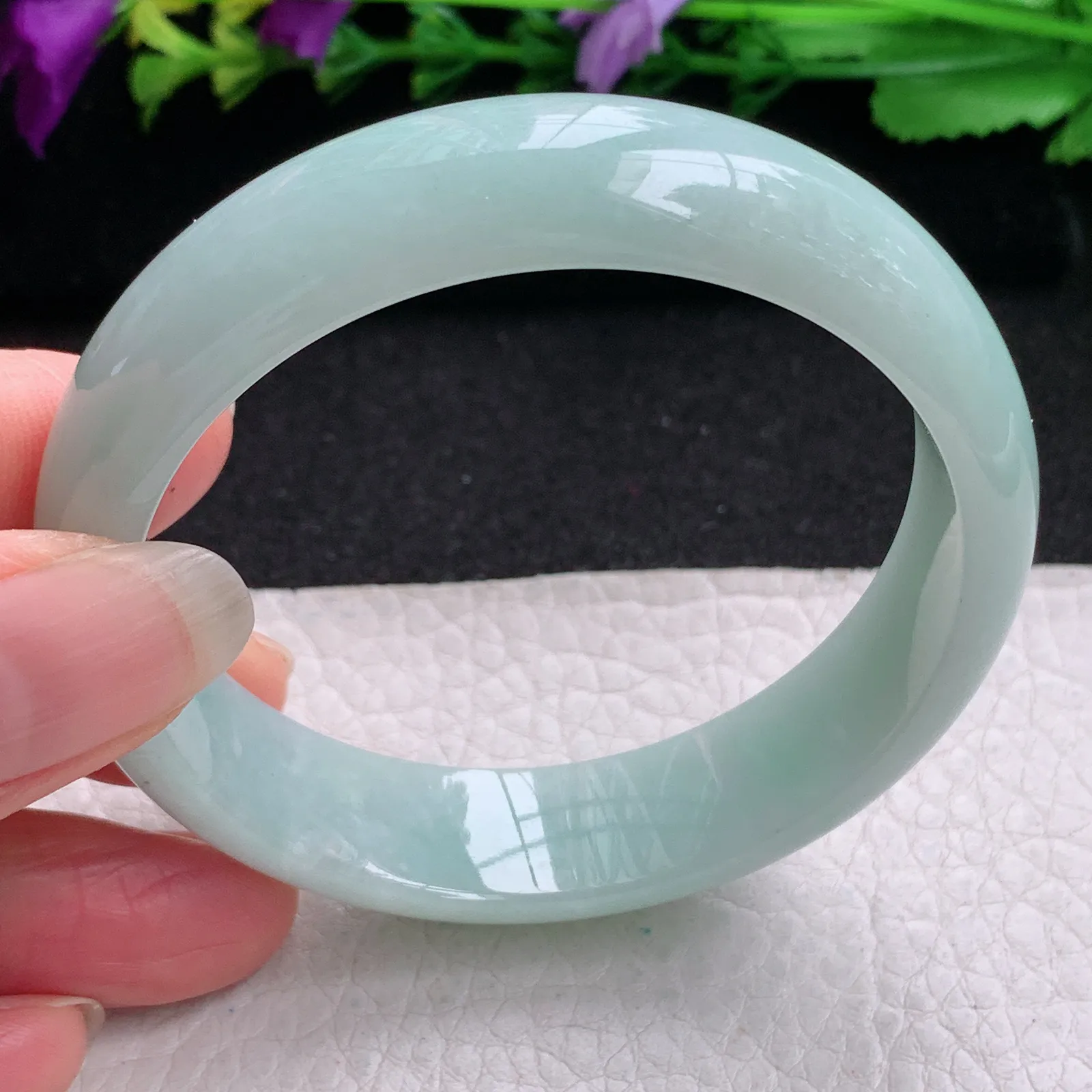 js实拍55.5*14.5*7.5平安镯 缅甸翡翠精美晴美水润宽边玉手镯 玉手环