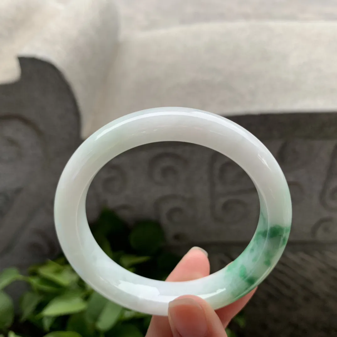 圈口57.5-12.6-9.1 【飘绿正圈手镯】正圈57 58可戴