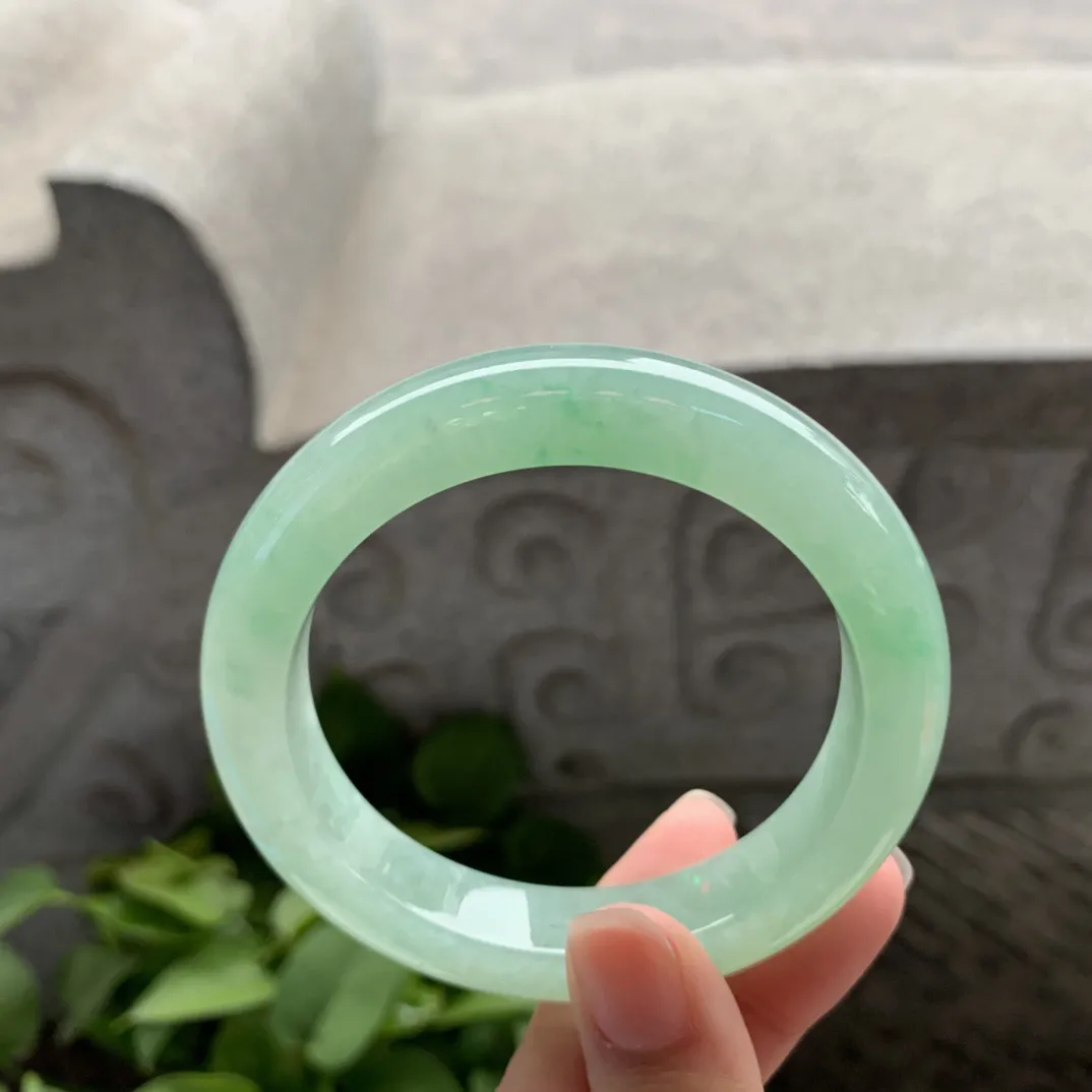 圈口56.6-11.8-9.5 【冰绿正圈手镯】正圈56 57可戴