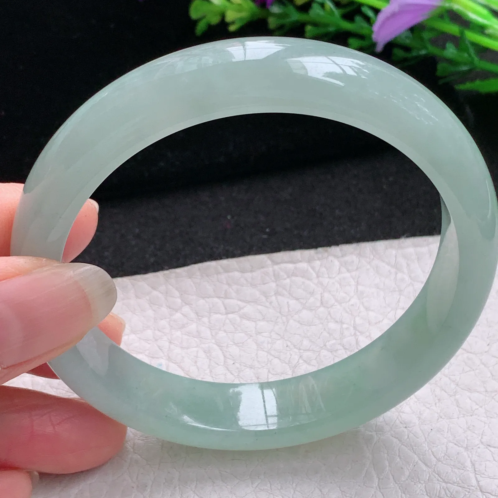 nr大圈口61*13.2*8平安镯 缅甸翡翠a货玉手镯冰晴厚装宽边玉手环