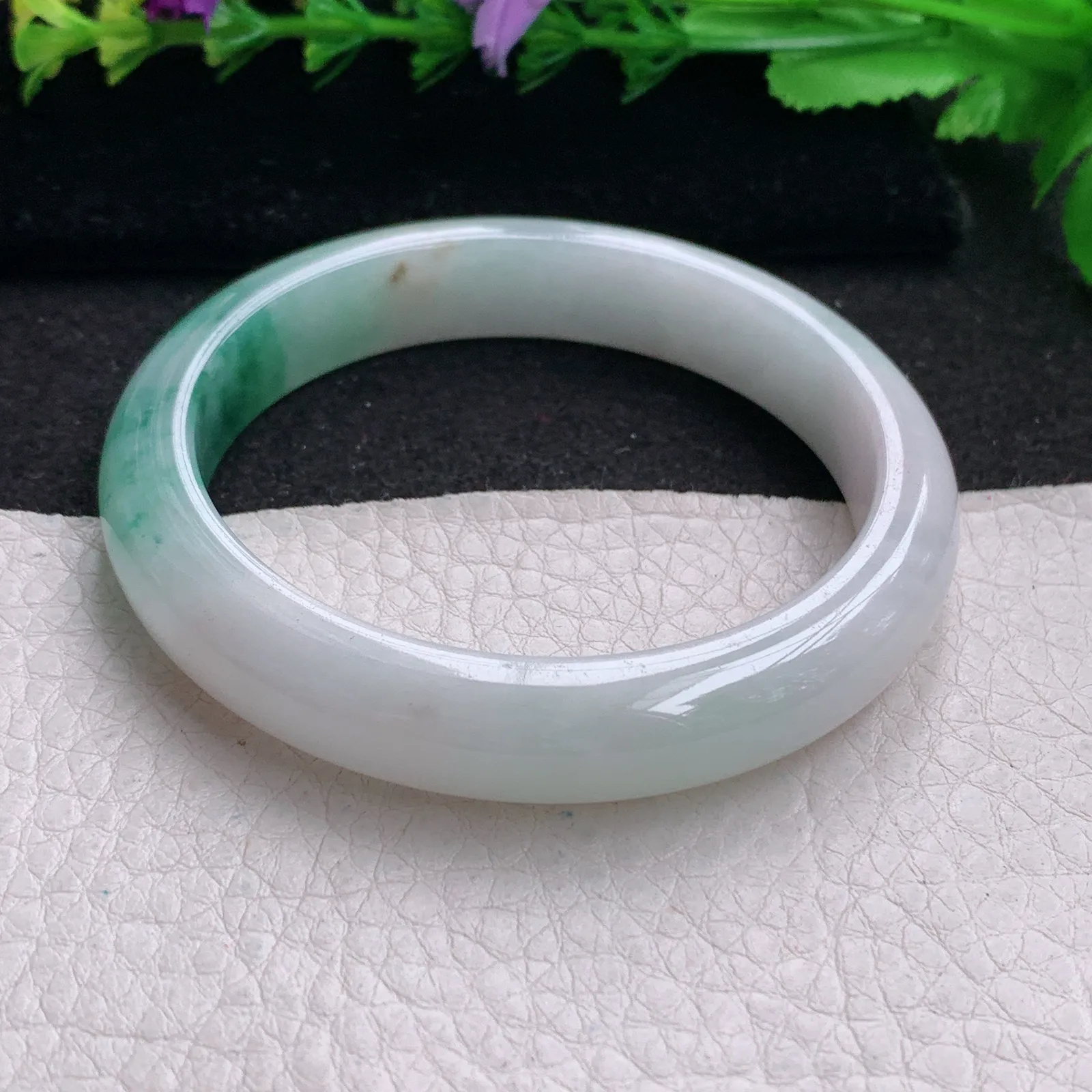 nr实拍55.5*11.5*8平安镯 缅甸翡翠精美飘花水润宽边玉手镯 玉手环