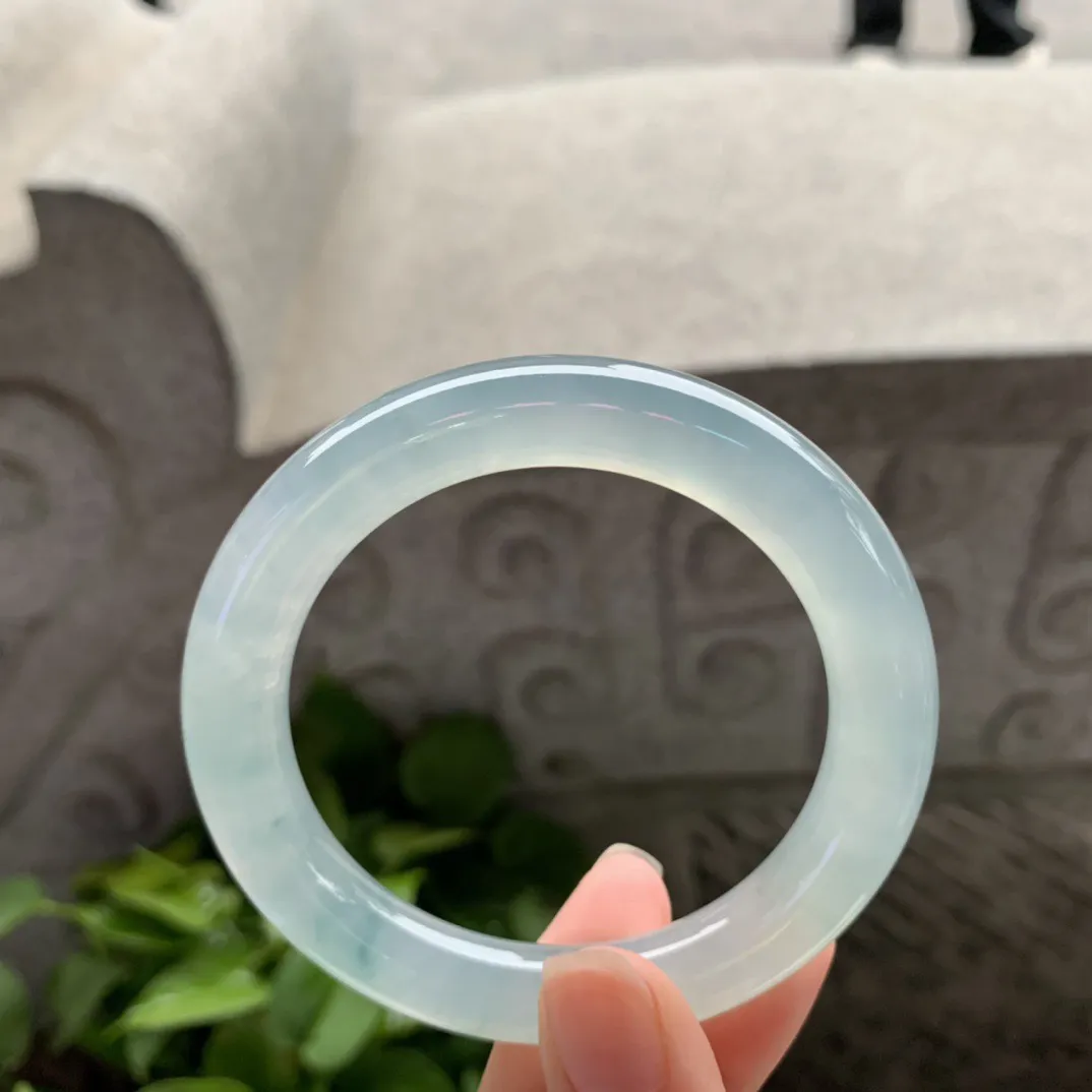 小圈口53.8-10.2 【高冰飘花圆条手镯】圆条53 54可戴