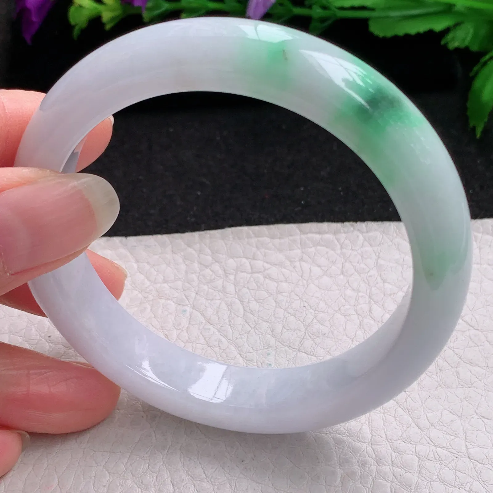 z实拍58.5*12.8*8.8平安镯 缅甸翡翠精飘绿水润宽边玉手镯 玉手环