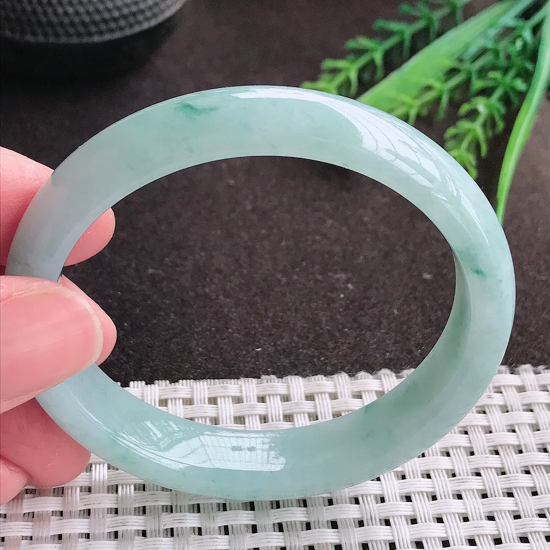 实拍A货翡翠57/50/12.9/7.8老坑秀气温润飘花贵妃手镯宽边翡翠玉镯