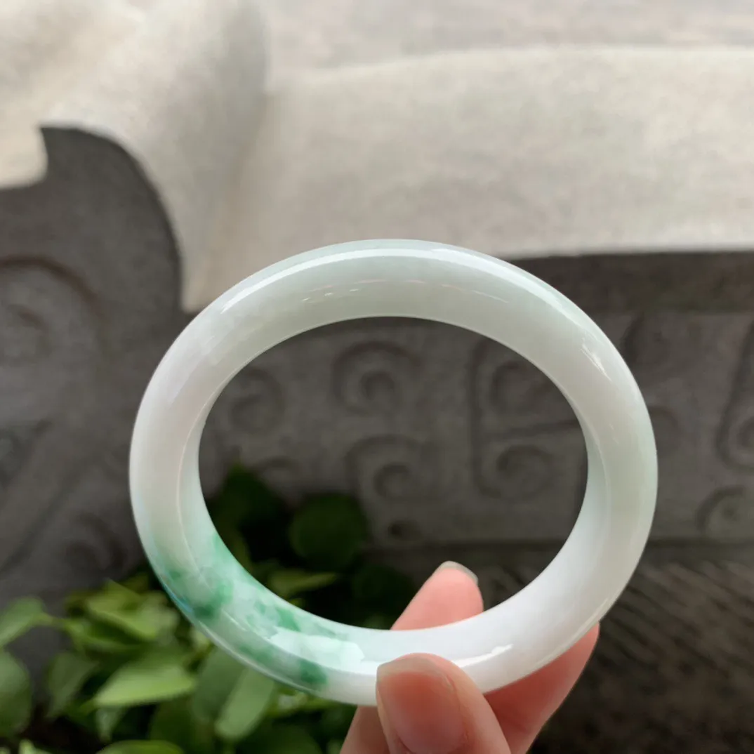 圈口57.5-12.6-9.1 【飘绿正圈手镯】正圈57 58可戴