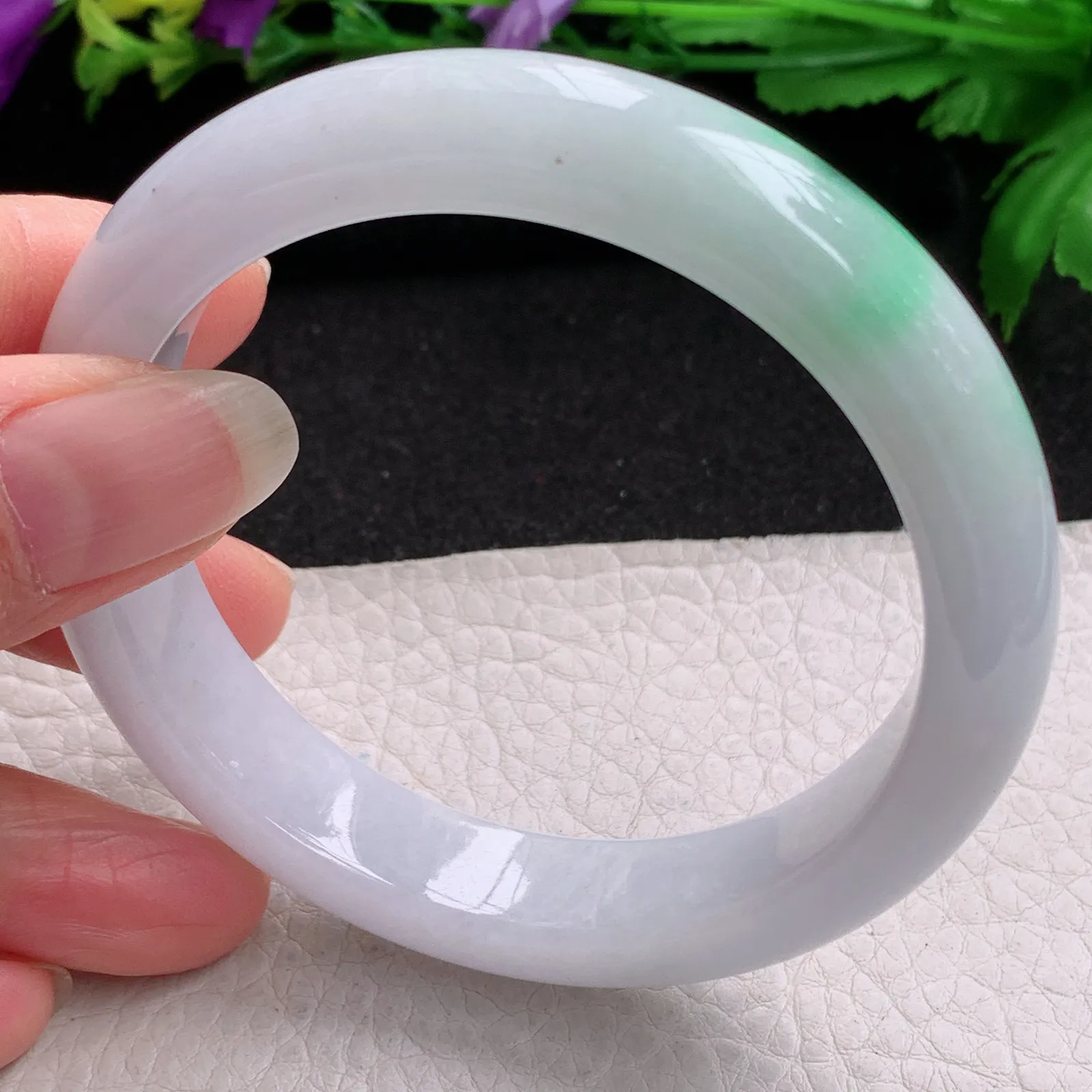 z实拍58.5*12.8*8.8平安镯 缅甸翡翠精飘绿水润宽边玉手镯 玉手环