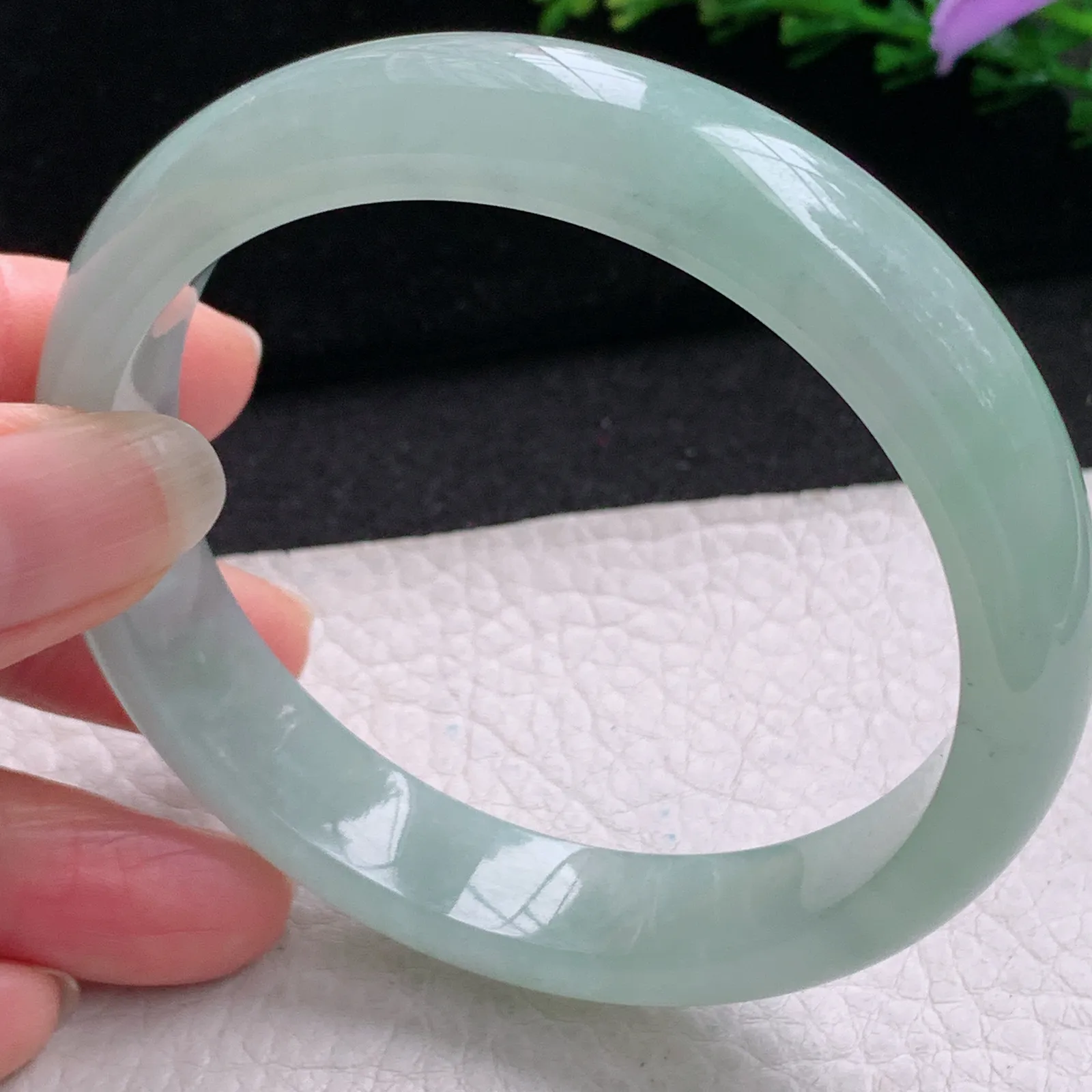 nr大圈口61*13.2*8平安镯 缅甸翡翠a货玉手镯冰晴厚装宽边玉手环