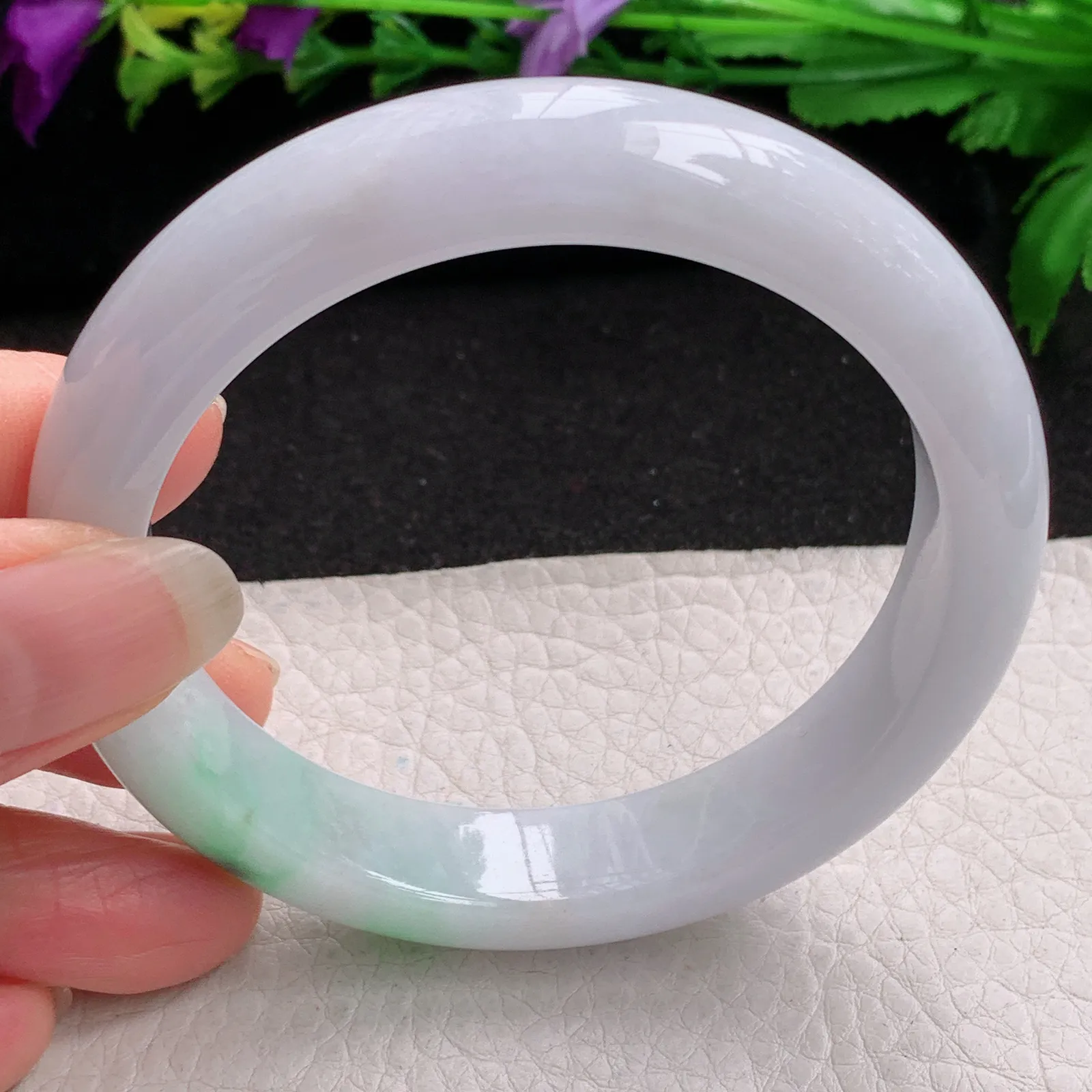 z实拍58.5*12.8*8.8平安镯 缅甸翡翠精飘绿水润宽边玉手镯 玉手环