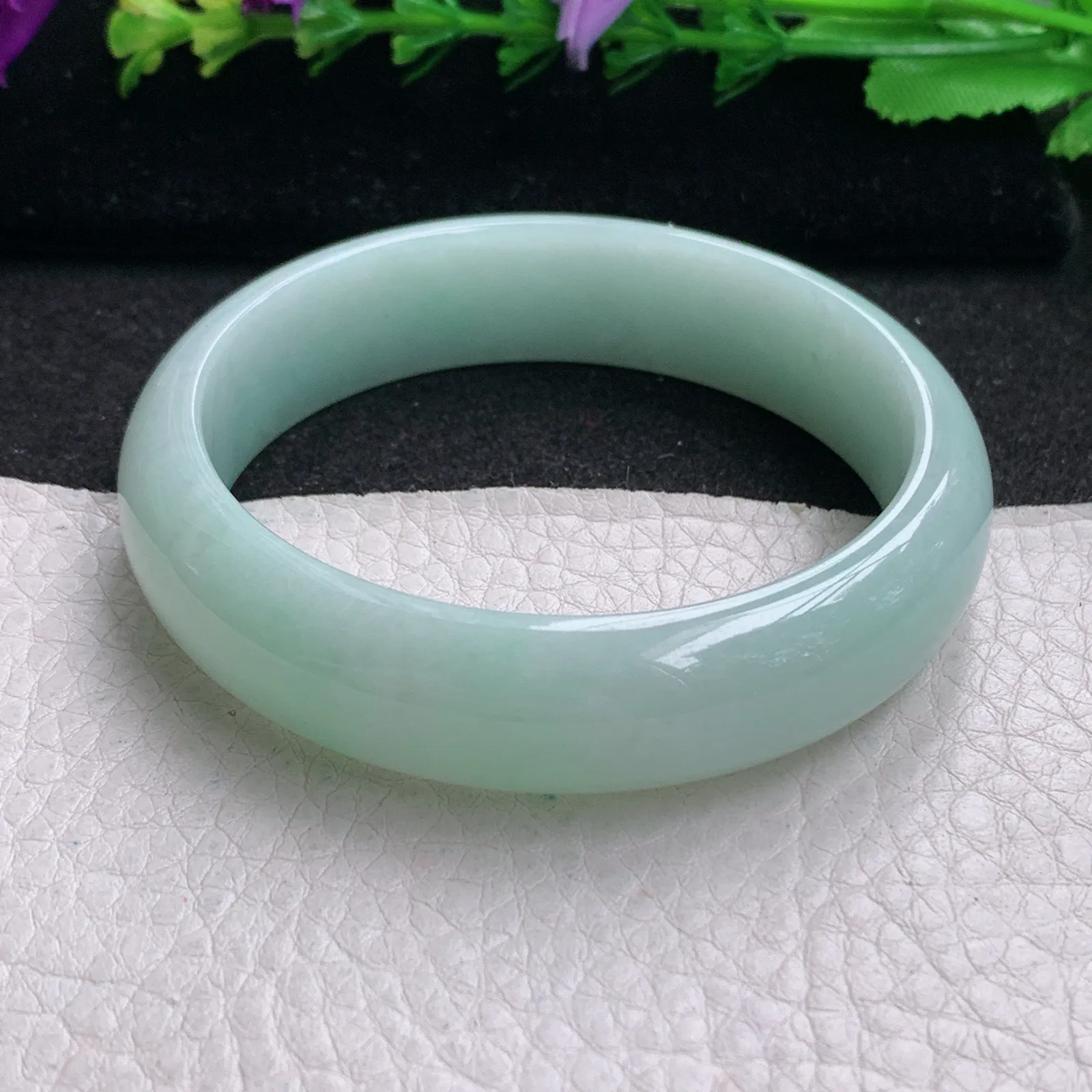 js实拍55.5*14.5*7.5平安镯 缅甸翡翠精美晴美水润宽边玉手镯 玉手环