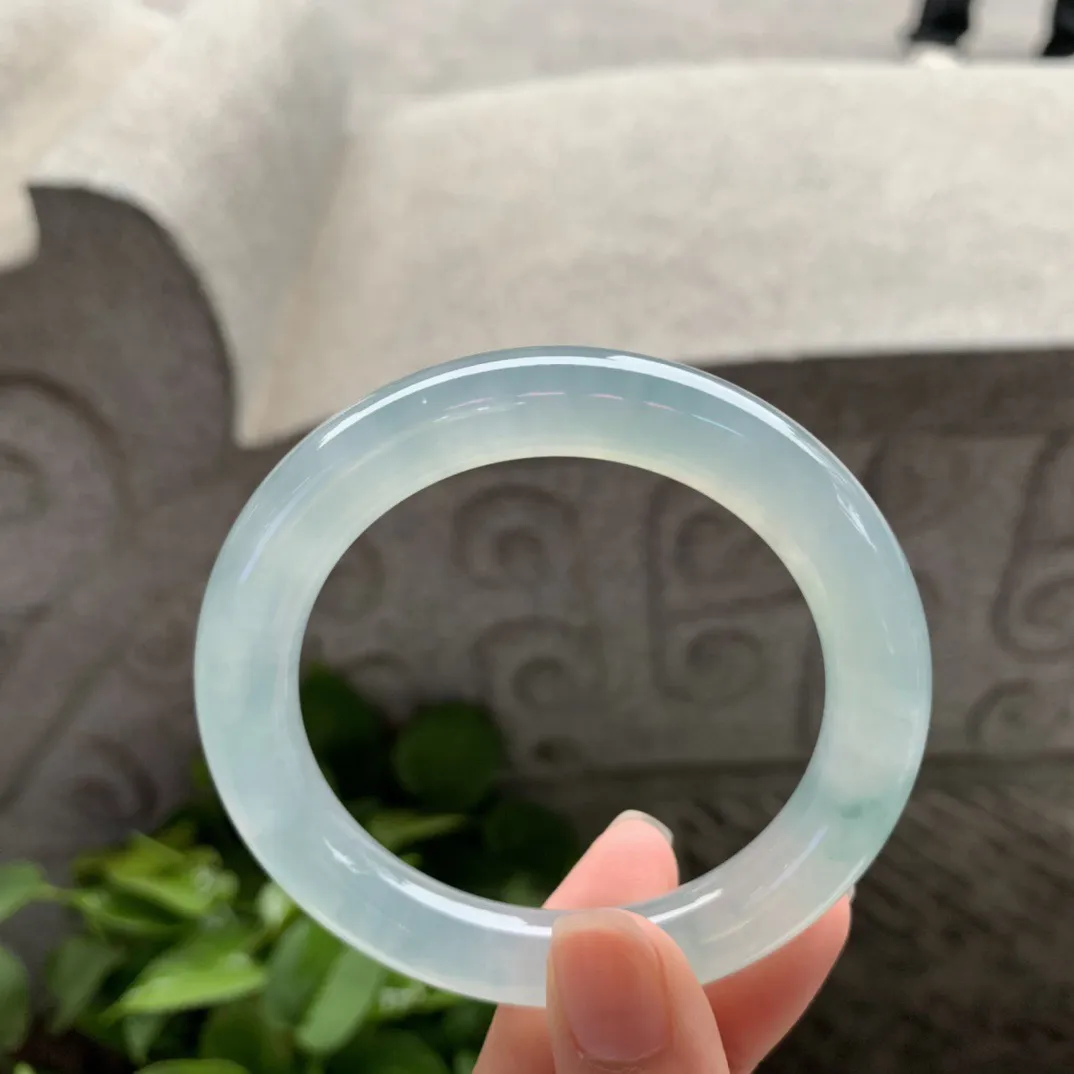 小圈口53.8-10.2 【高冰飘花圆条手镯】圆条53 54可戴