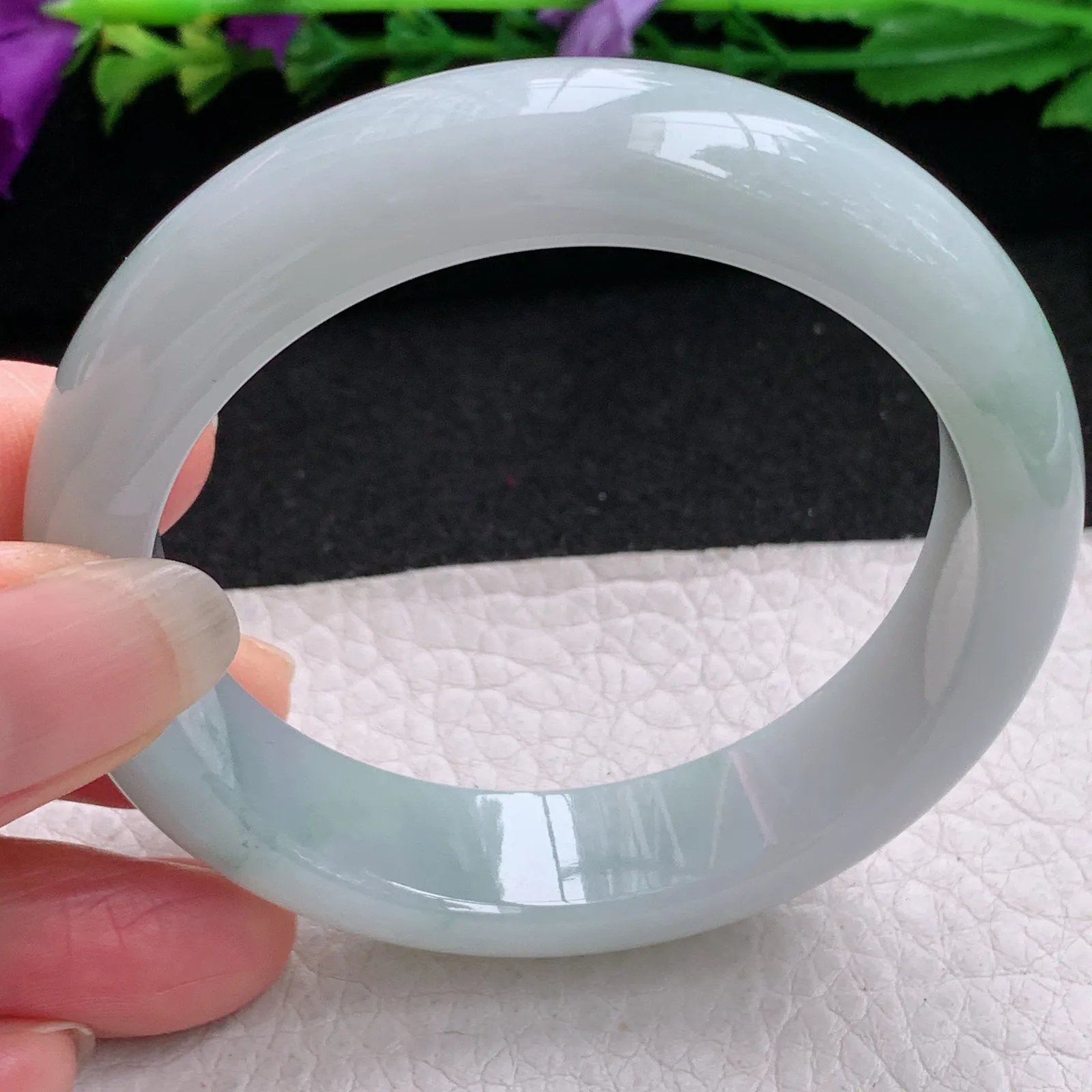 nr实拍54*14*8.3平安镯 缅甸翡翠精美飘花水润宽边玉手镯 玉手环